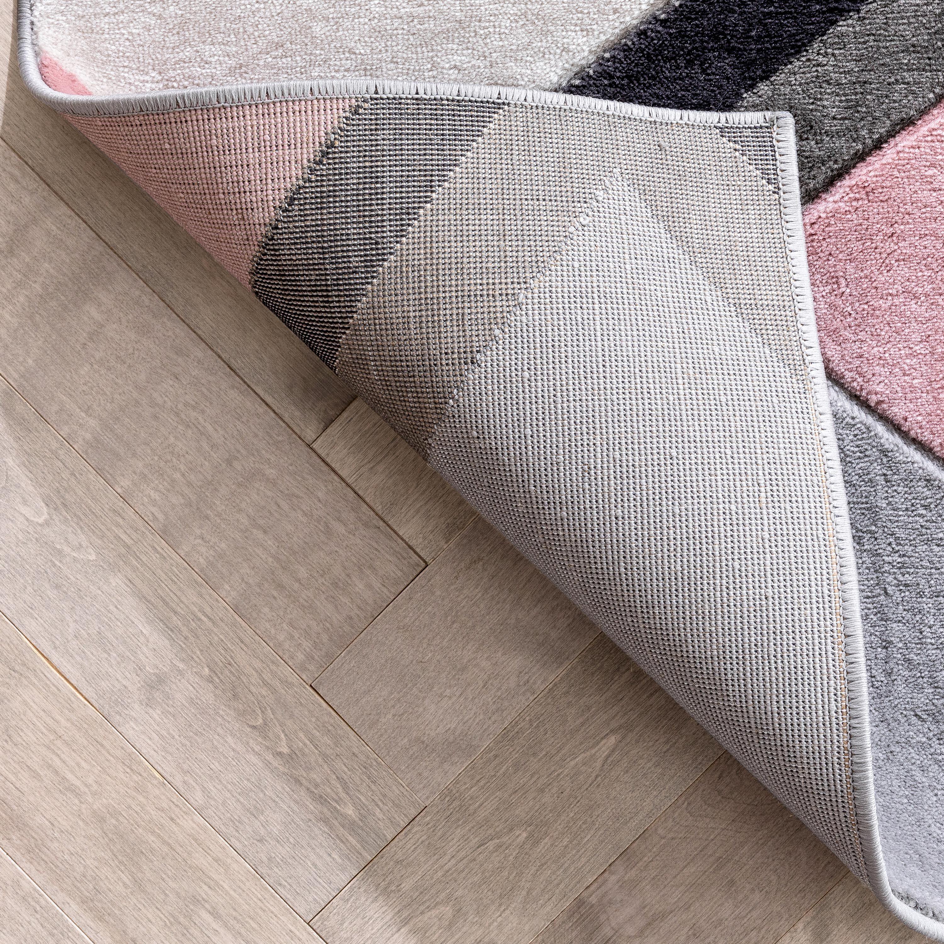 Well Woven Naya Blush Pink Modern Geometric Diamond Boxes Pattern Area Rug 5x7 (5'3" x 7'3")