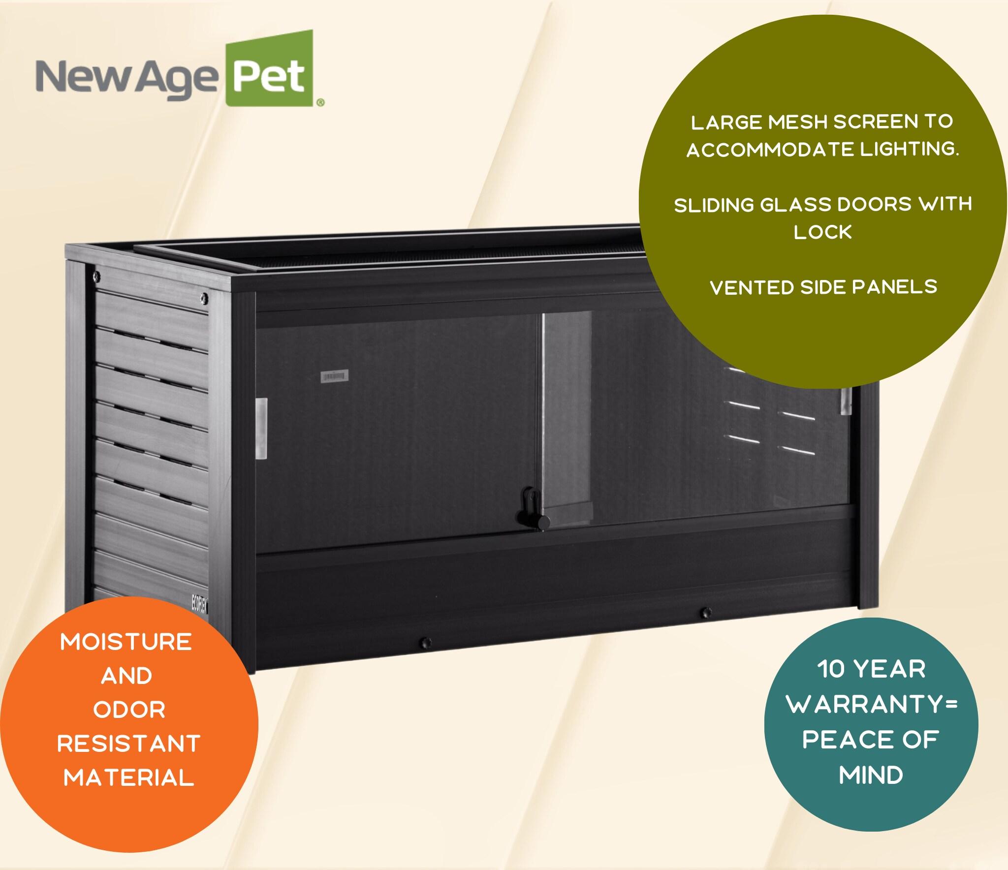New Age Pet® ECOFLEX® 36 in. Reptile Lounge Terrarium Black, Durable Composite Habitat with Ventilation, Sliding Glass Doors & Mesh Screen Top for UV/Heat Lamp, Ideal for Tortoises, Snakes, Iguanas