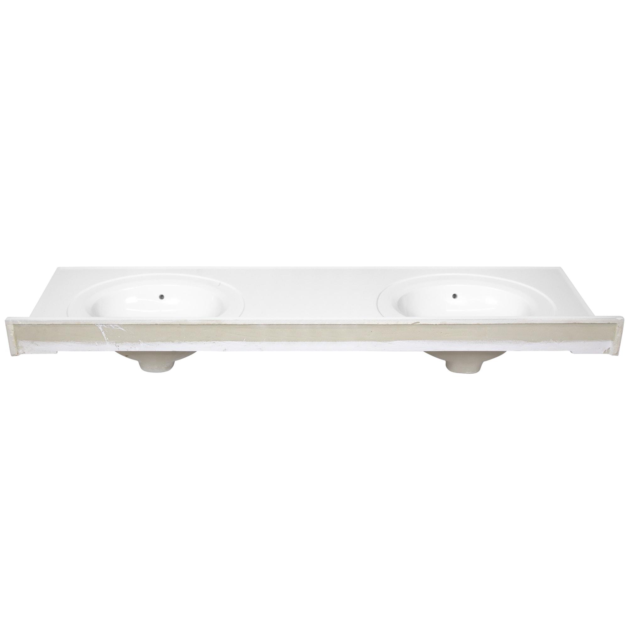 73 Inch Cultured Marble Vanity Top Two Sinks with Backsplash, White
