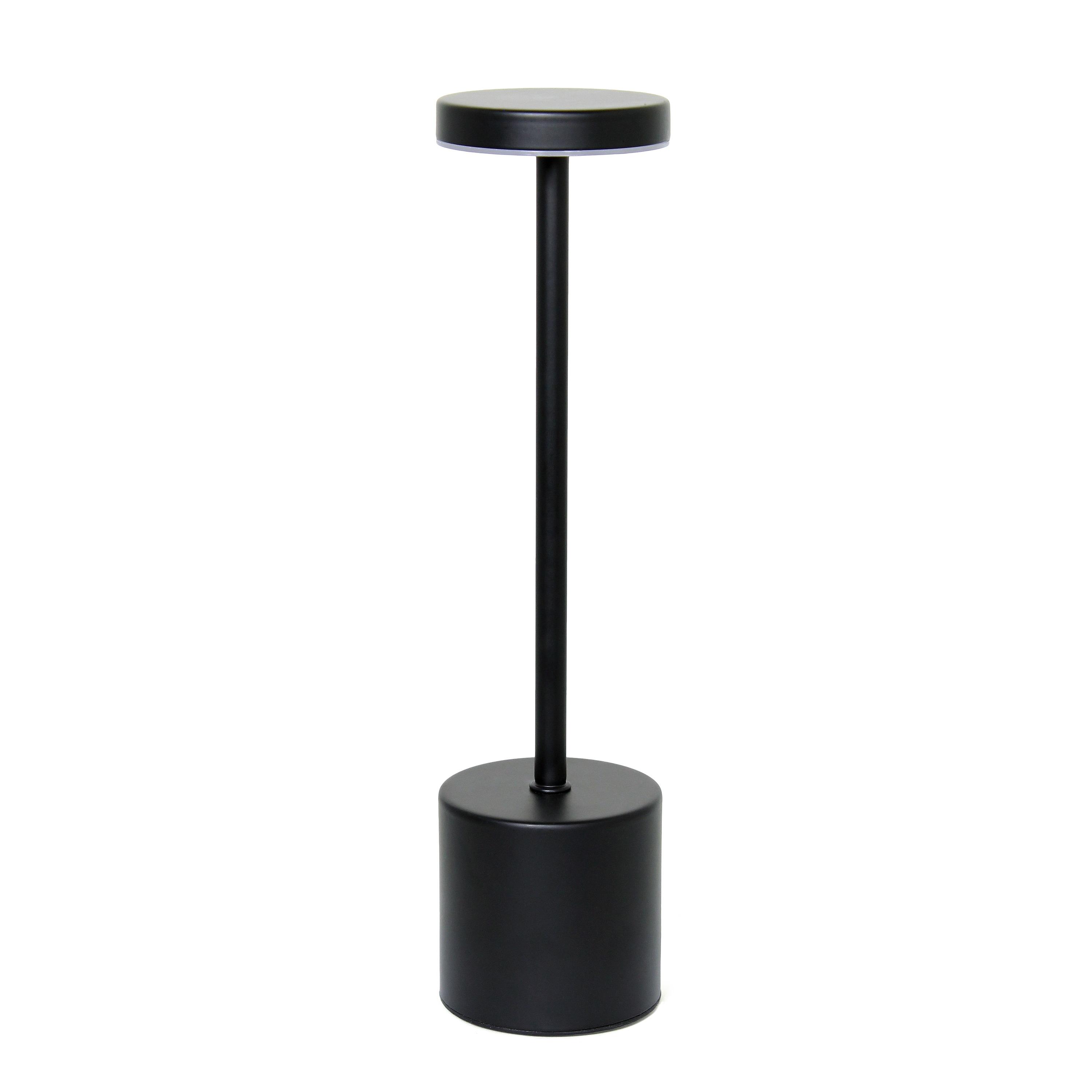 Simple Designs 12.75" Mushroom Magic Disc Dimming and Rechargeable Cordless 4-Way Touch Sensor Stick Desk Lamp Black