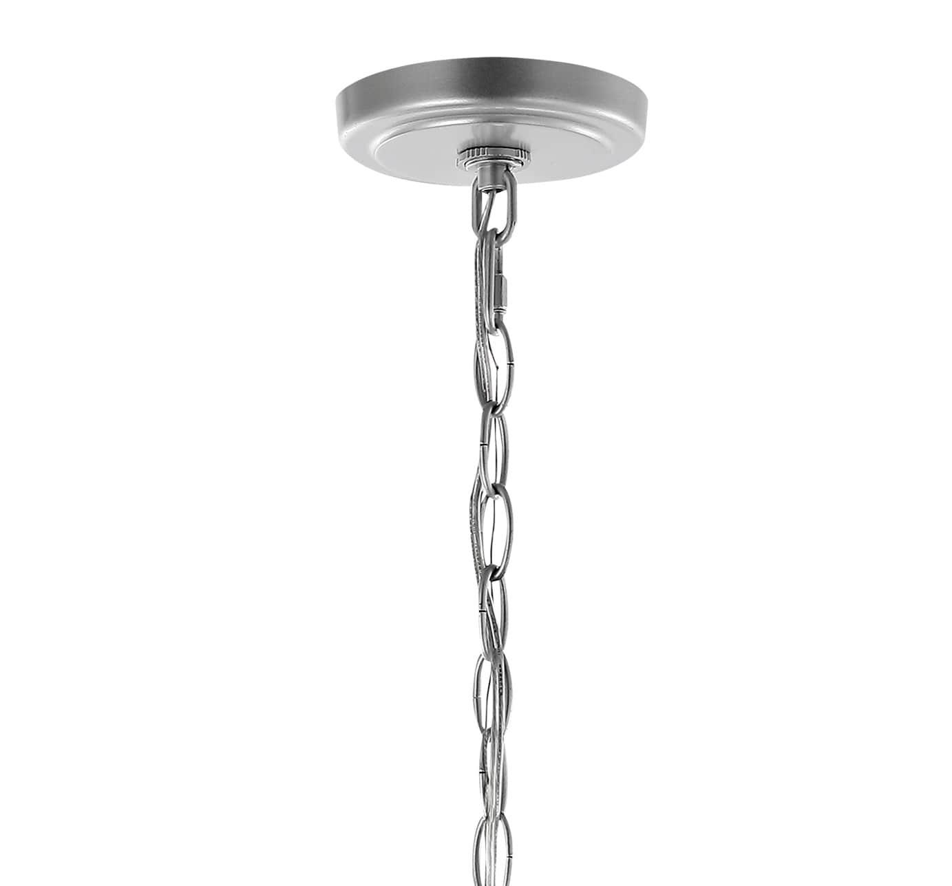 11" LED 4-light Ruth Classic Lantern Metal/Glass Pendant Silver - JONATHAN Y: ETL Listed, Adjustable Height