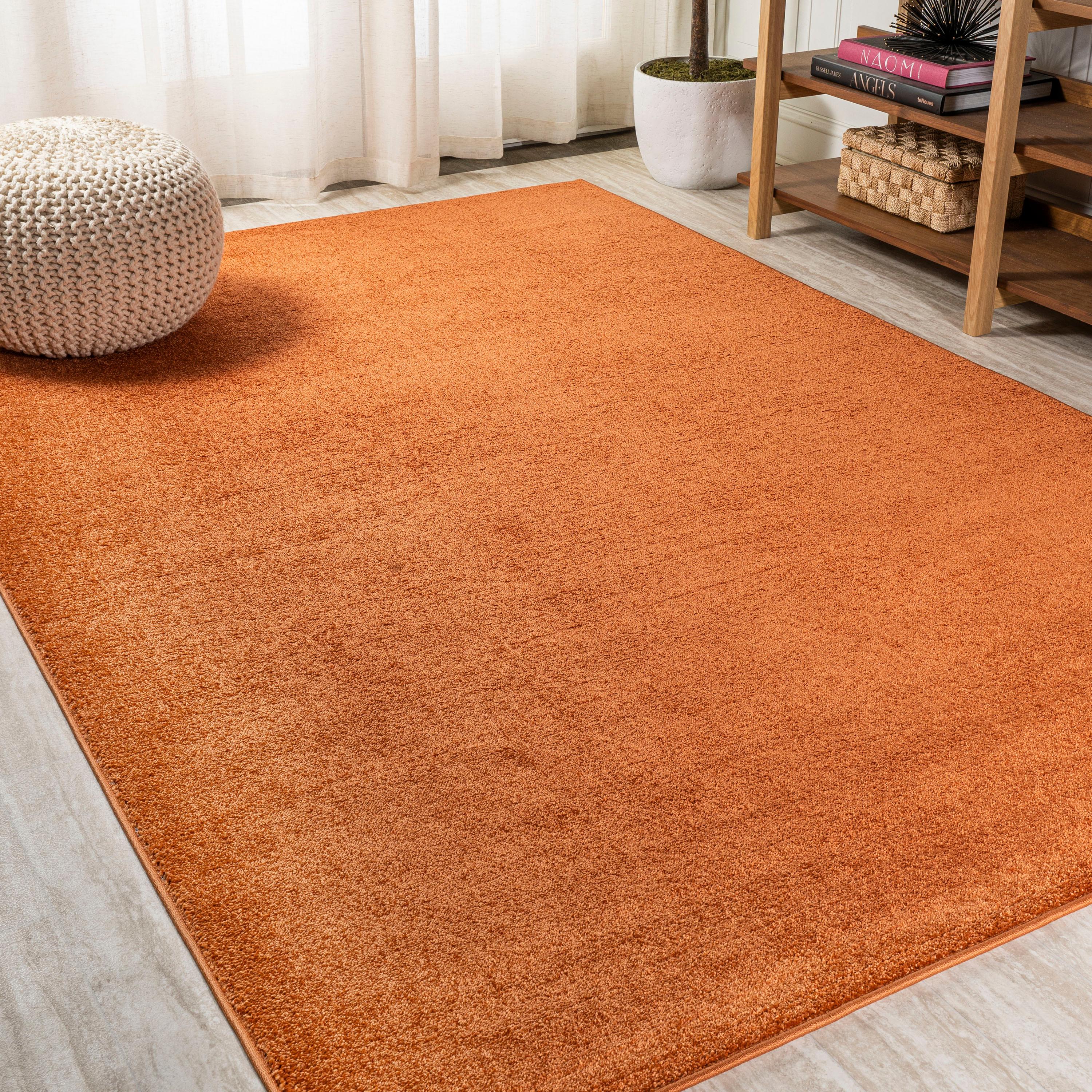 Haze Solid Low-Pile Orange 10 ft. x 14 ft. Area rug -JONATHAN Y