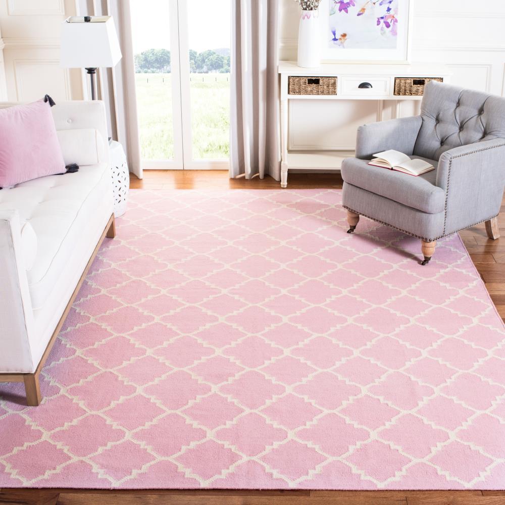 SAFAVIEH Dhurries Brad Geometric Area Rug, Pink/Ivory, 4' x 6'