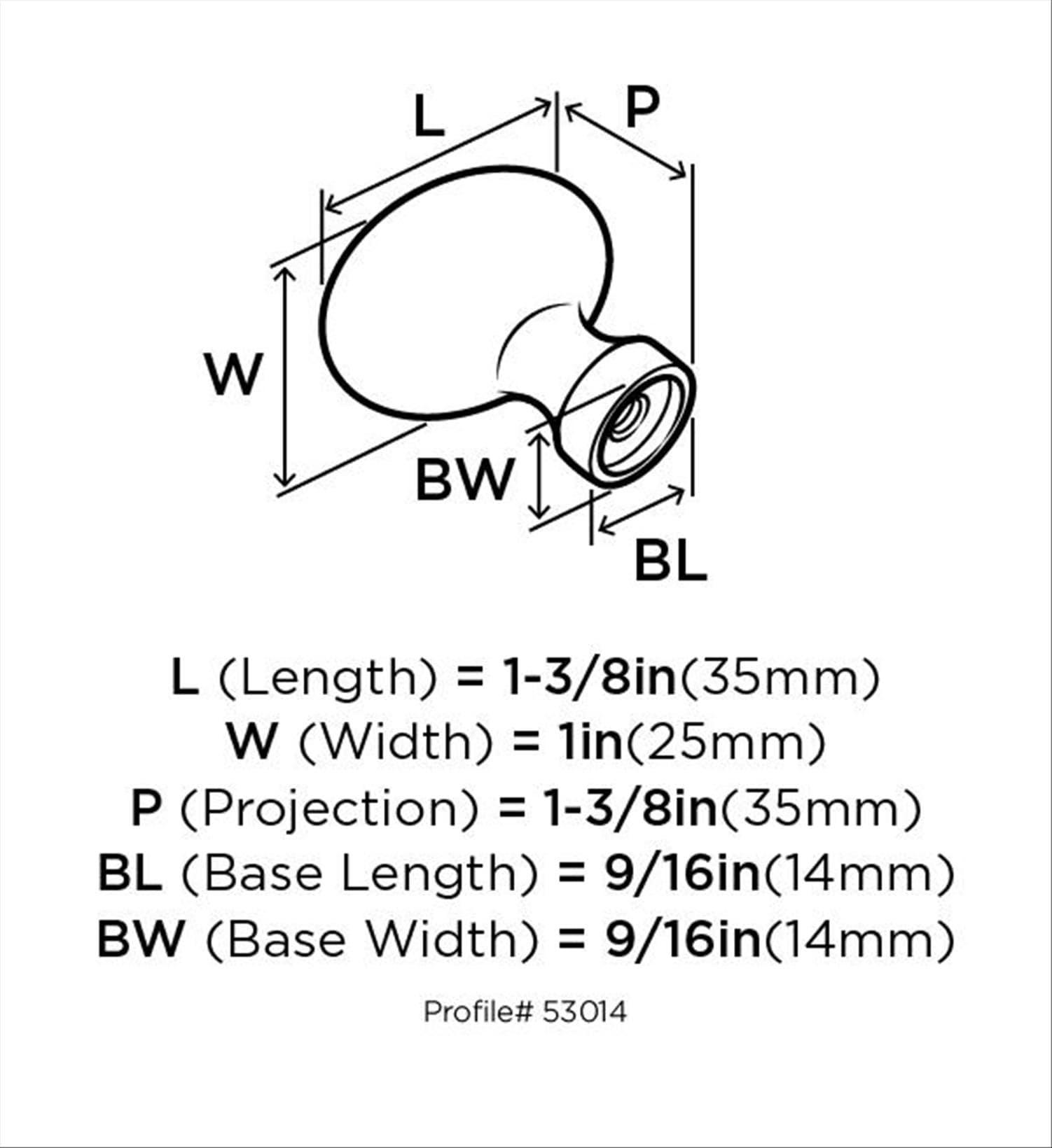 1 3/8" Length Oval Knob Multipack