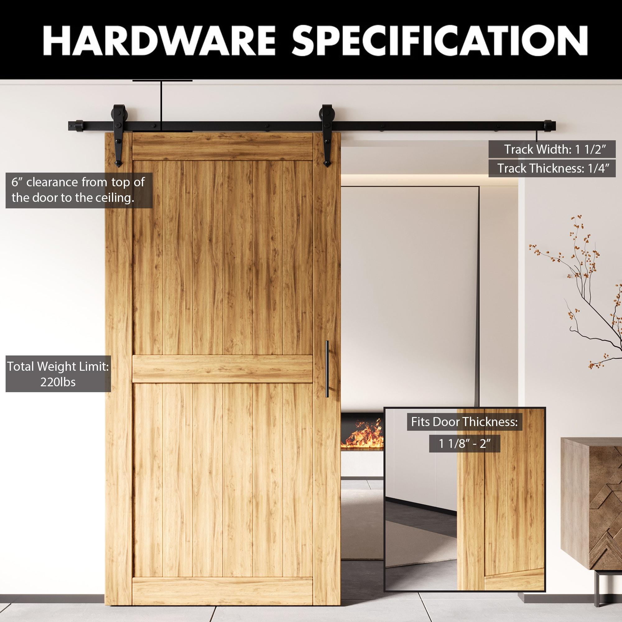 Homacer Black Rustic Sliding Barn Door Hardware Kit, for One/Single Door, 18ft Long Flat Track, Arrow Design Roller, Heavy Duty, for Interior & Exterior Use