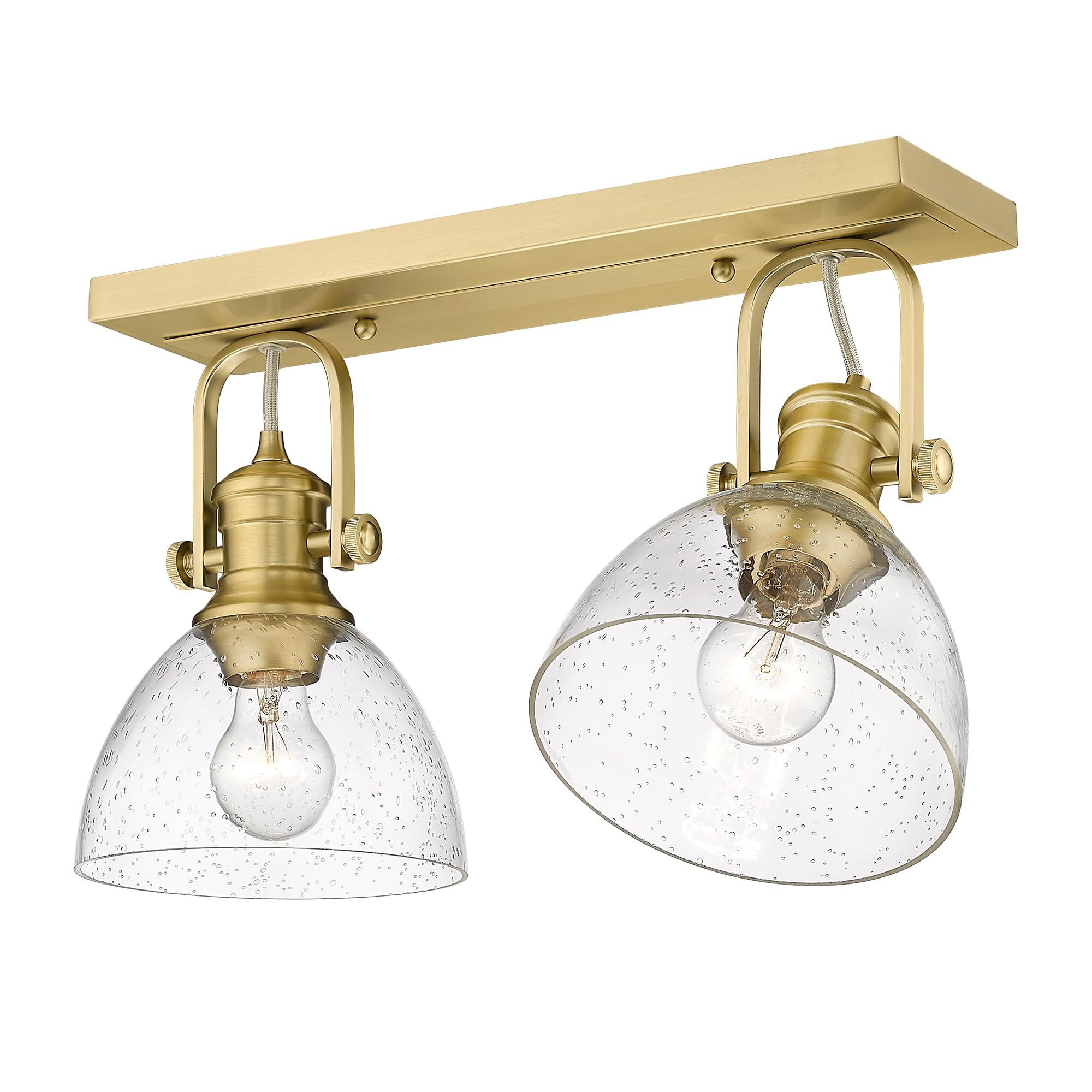 Golden Lighting Hines 2-Light Semi-flush in Brushed Champagne Bronze with Seeded Glass