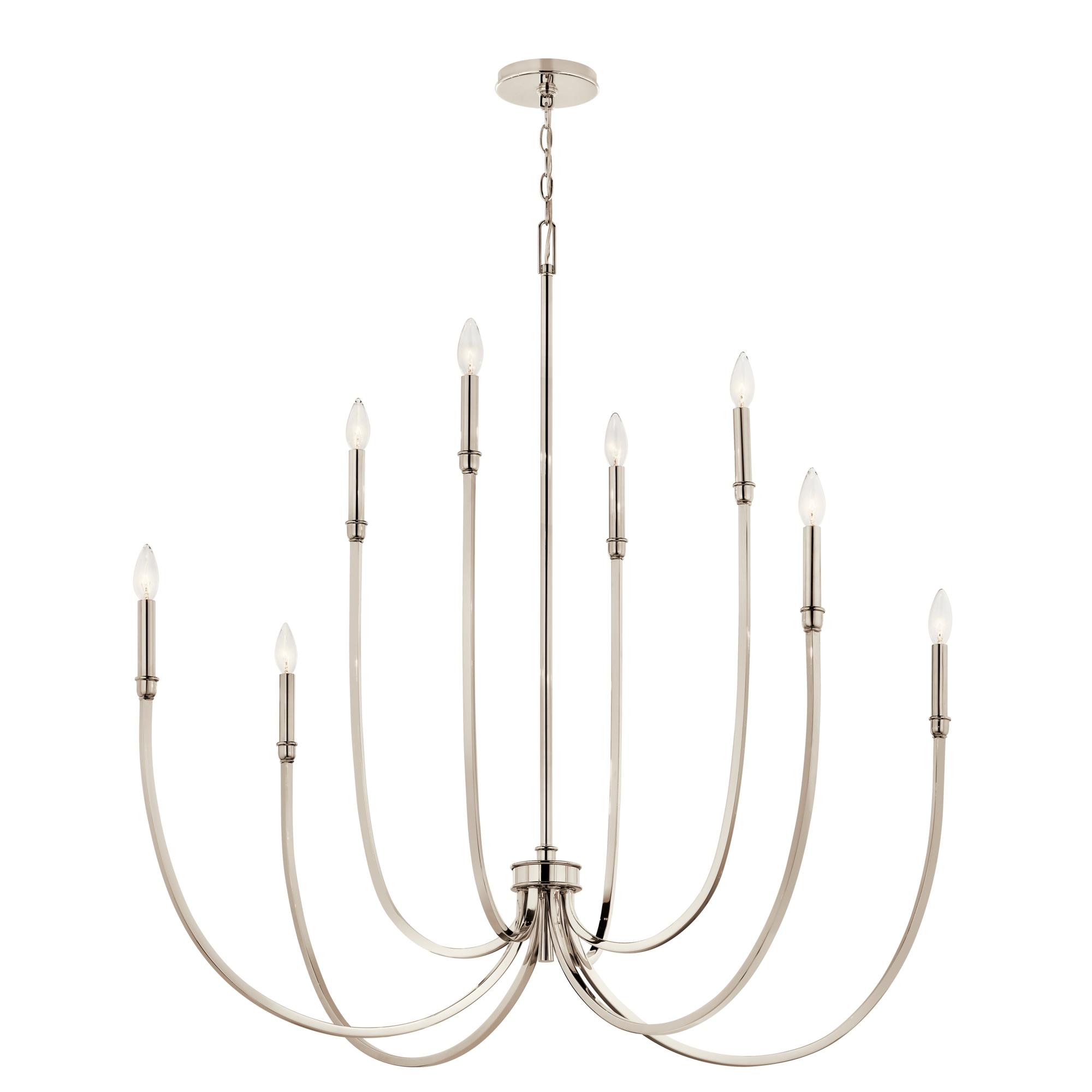 Polished Nickel 8-Light Taper Candle Style Chandelier