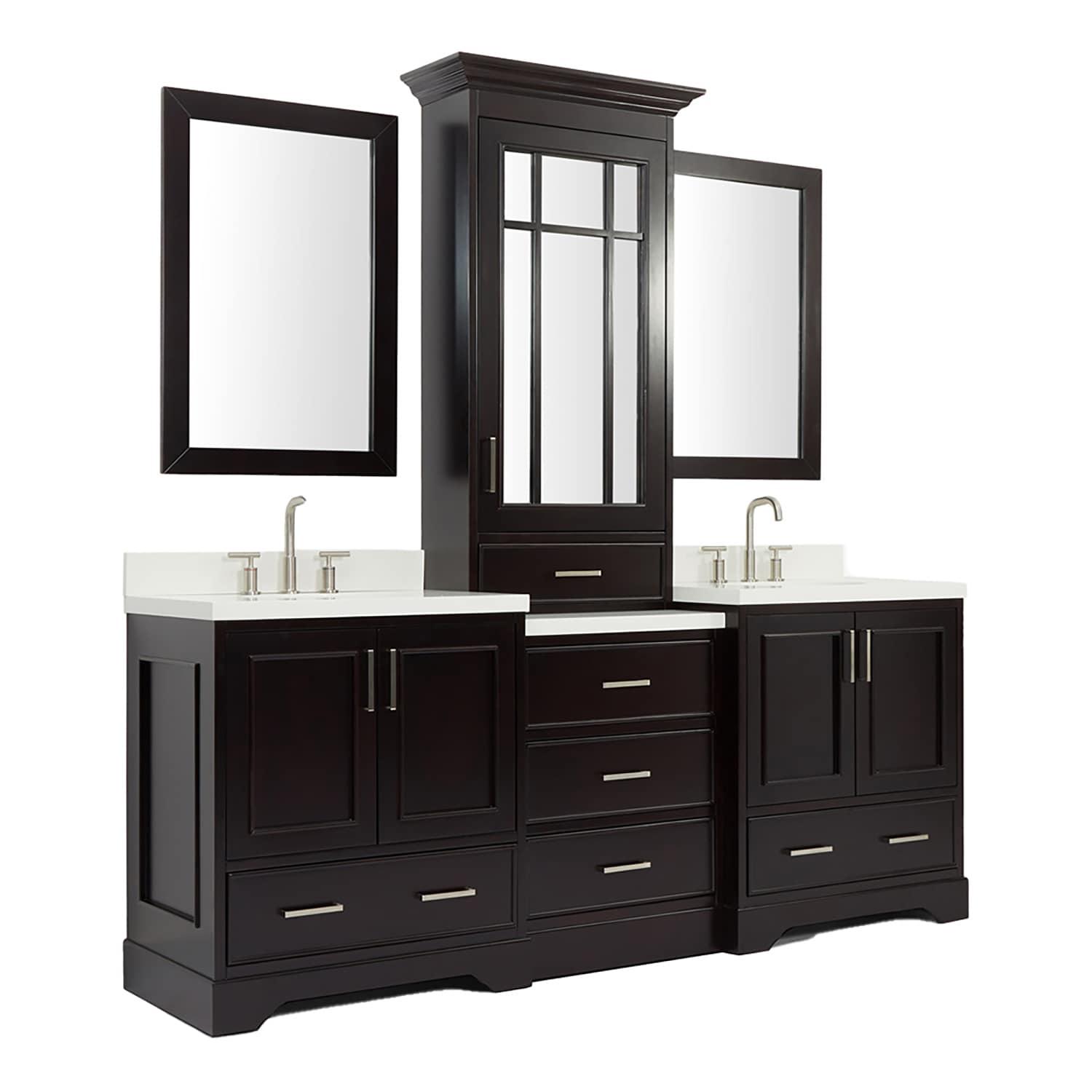 Ariel Stafford 85 in Double Sink Vanity Set in Espresso