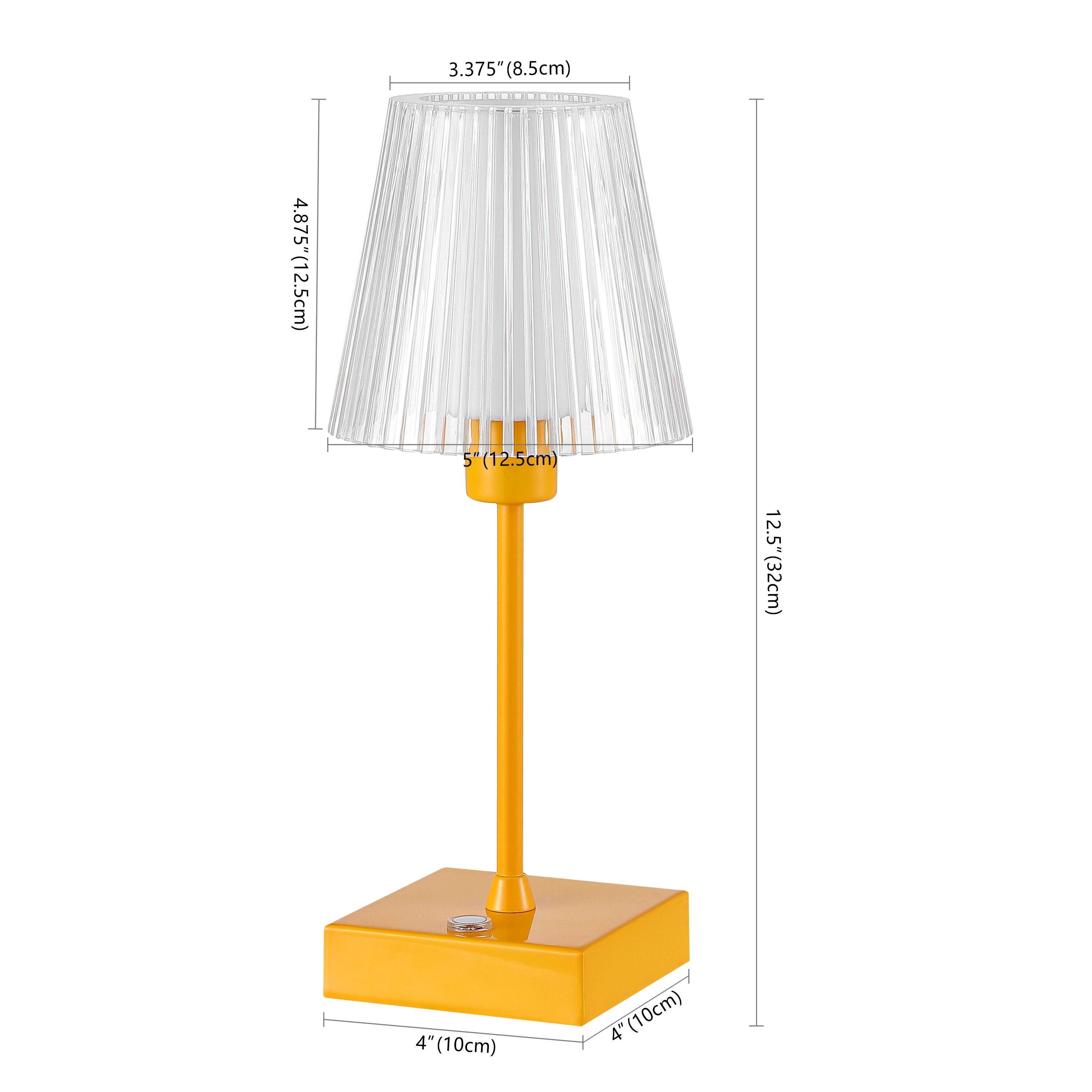 JONATHAN Y Oscar 12.5" Modern Industrial Rechargeable/Cordless Iron/Acrylic Integrated Portable LED Table Lamp with Ribbed Shade, Orange, JYL7225C