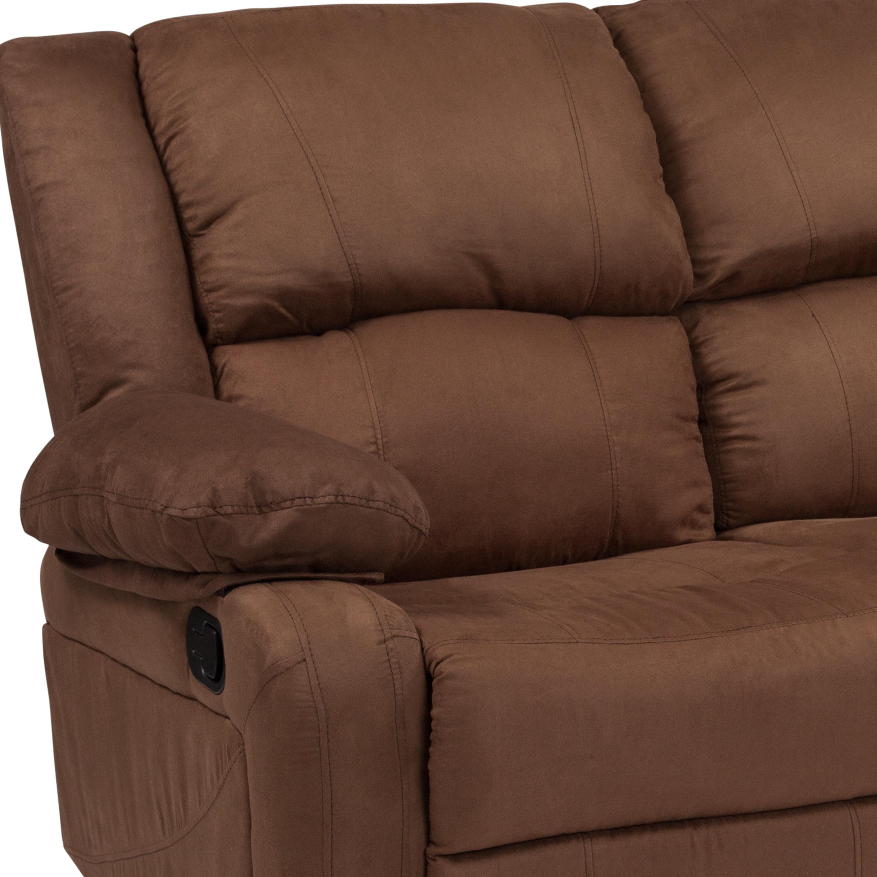 Flash Furniture Harmony Series Chocolate Brown Microfiber Loveseat with Two Built-In Recliners