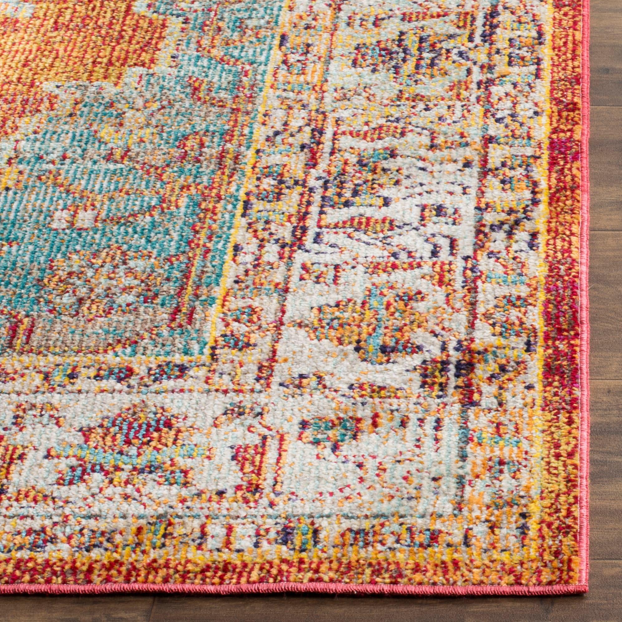 Crystal CRS500 Power Loomed Area Rug - Orange/Light Blue - 5'x8' - Safavieh.