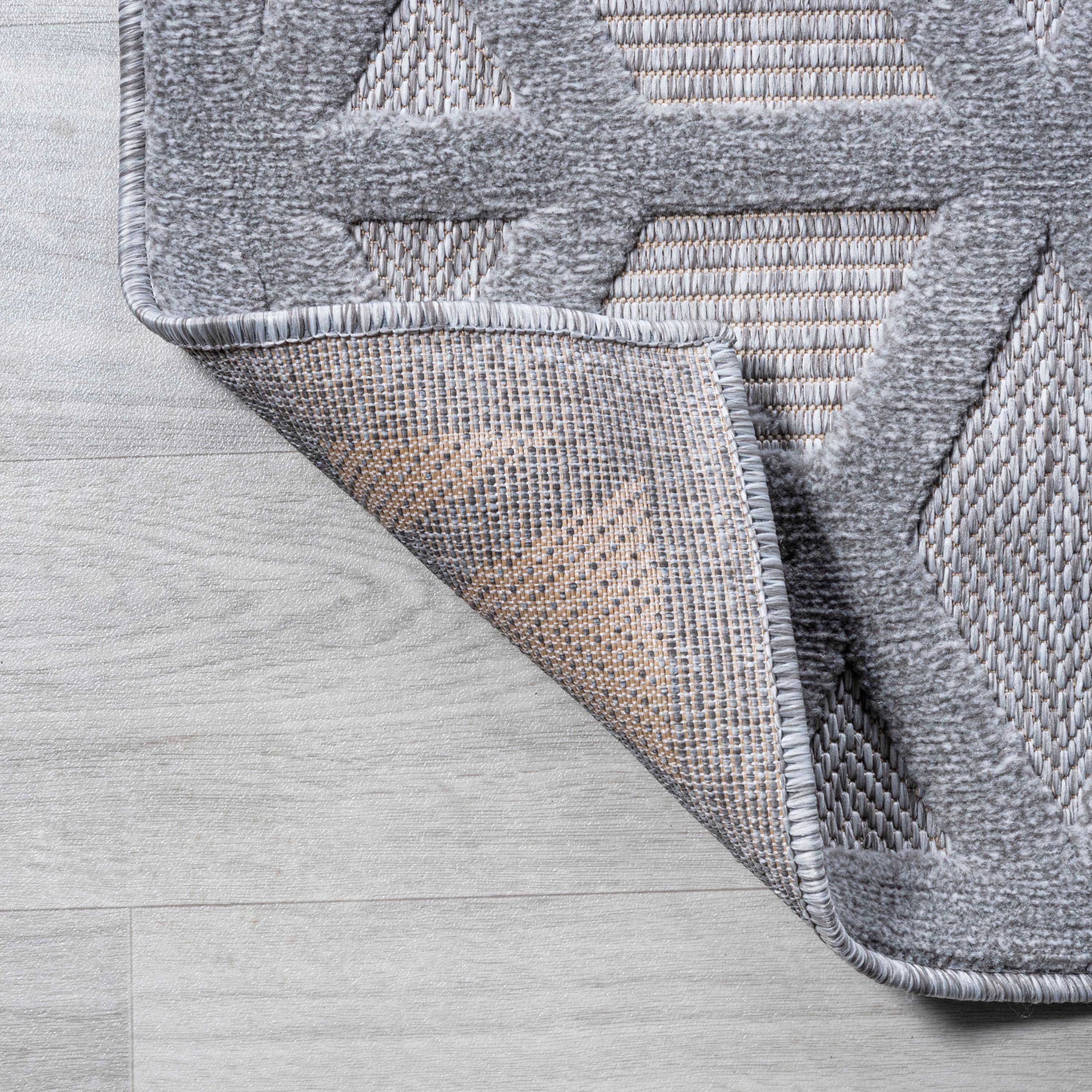 5' x 5' Talaia Neutral Geometric Indoor/Outdoor Area Rug, Light Gray - JONATHAN Y
