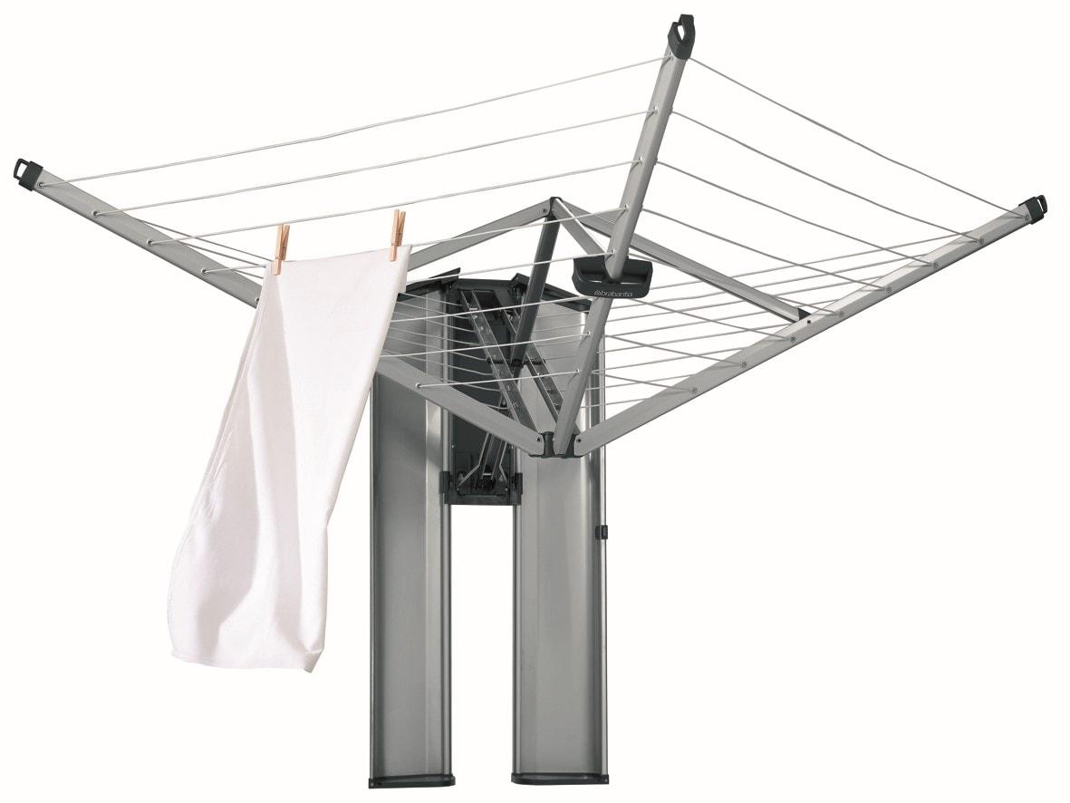 Brabantia Matt Steel Wall-Mounted Retractable Clothesline with Storage Box