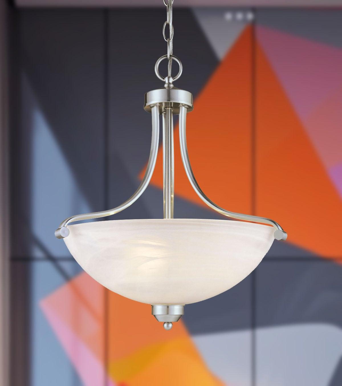 Minka Lavery Brushed Nickel Pendant Chandelier 18" Wide Modern Etched Marble Glass Shade for Dining Room House Foyer Entryway