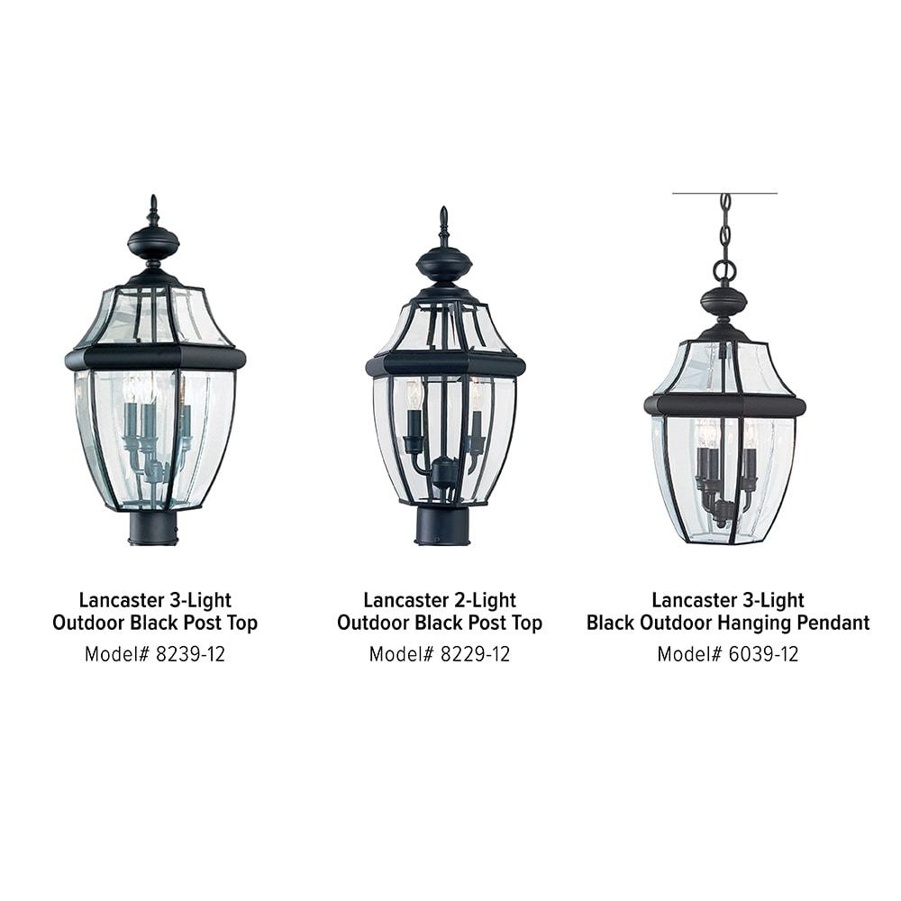 Sea Gull Lighting 8239-12 Lancaster Outdoor Post Lantern Outside Fixture, 24'' Height, Black