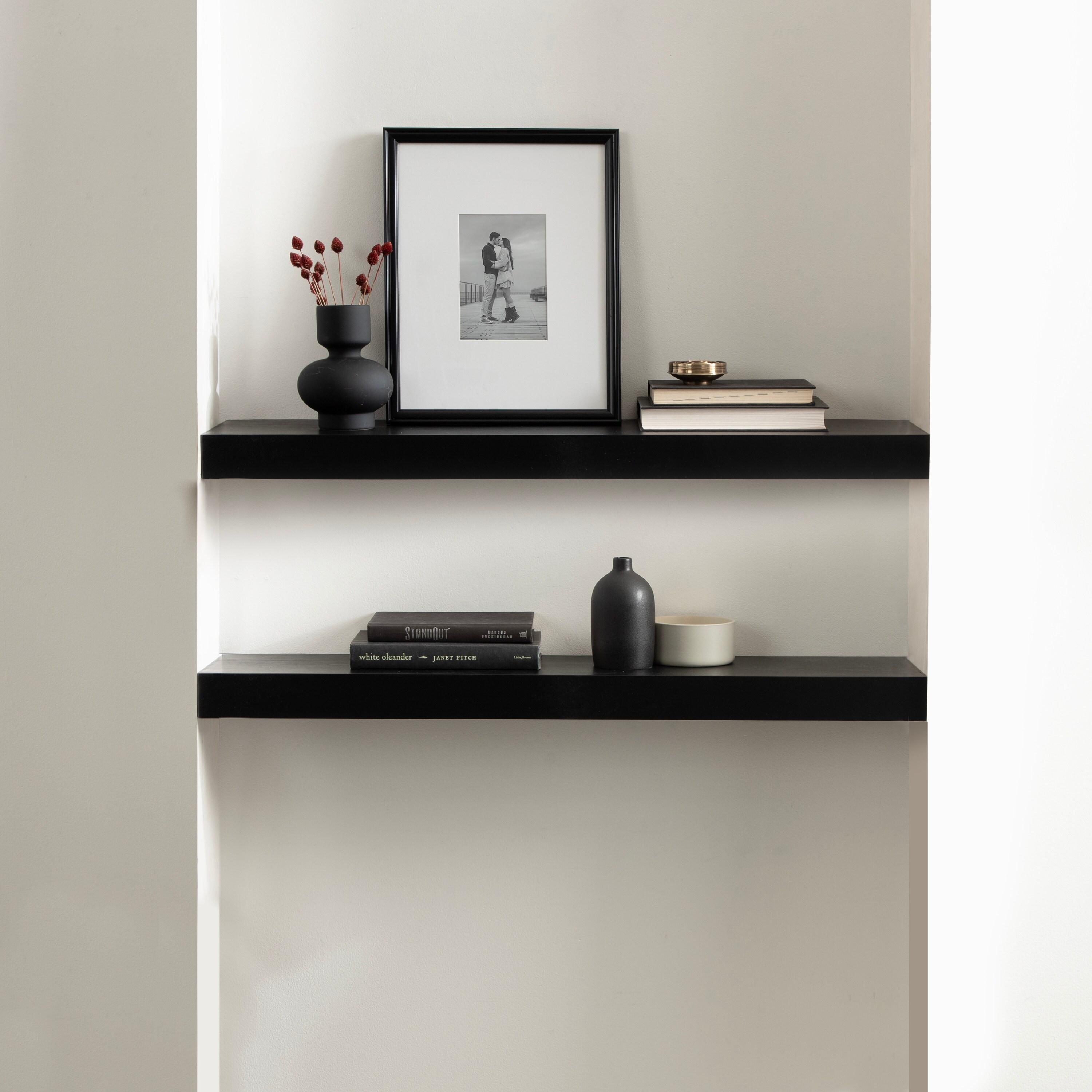 Kate & Laurel All Things Decor 36"x8" Havlock Wood Floating Shelf Black
