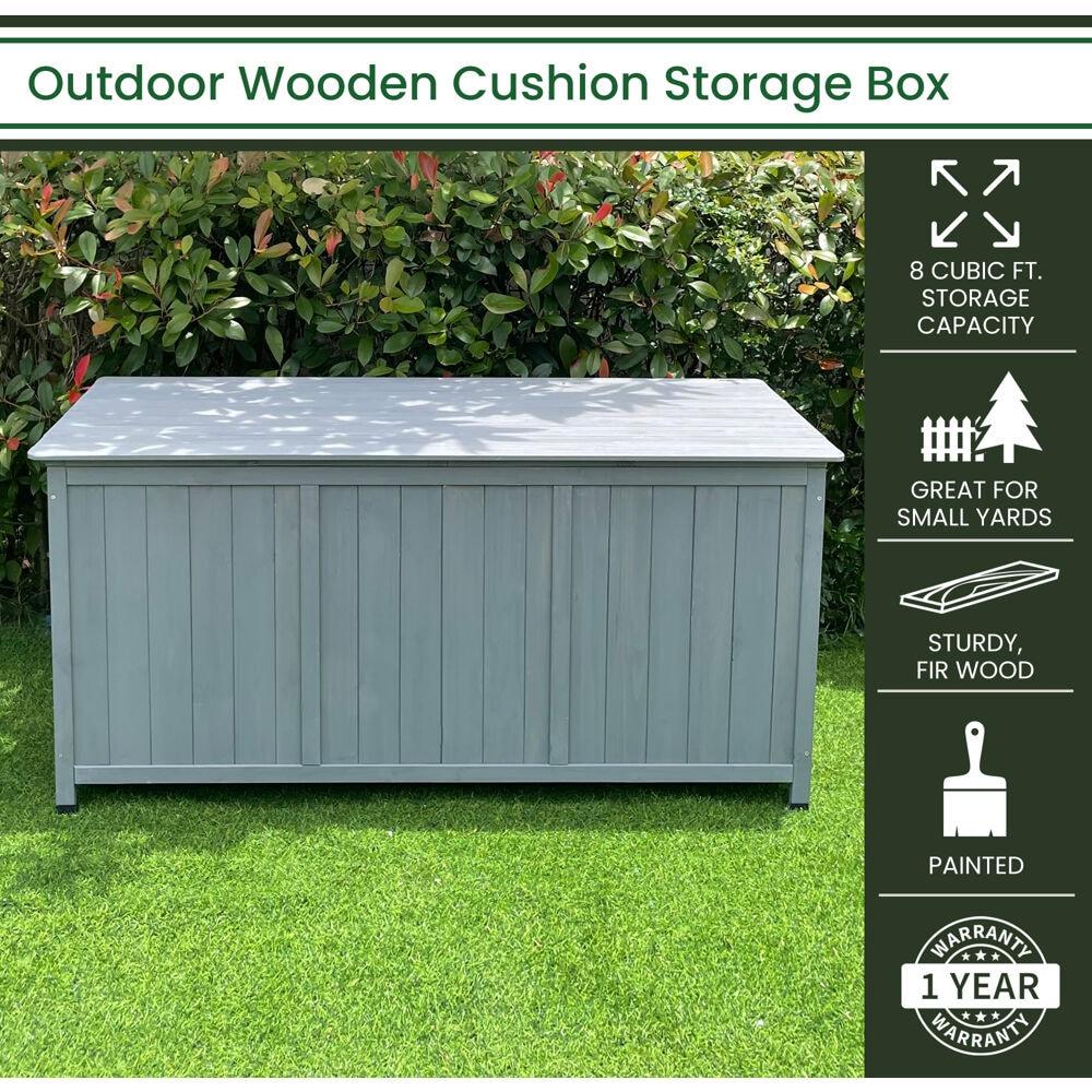 Hanover Hanover 50'' W 60 Gallons Water Resistant Solid + Manufactured Wood Fir Deck Box in Gray