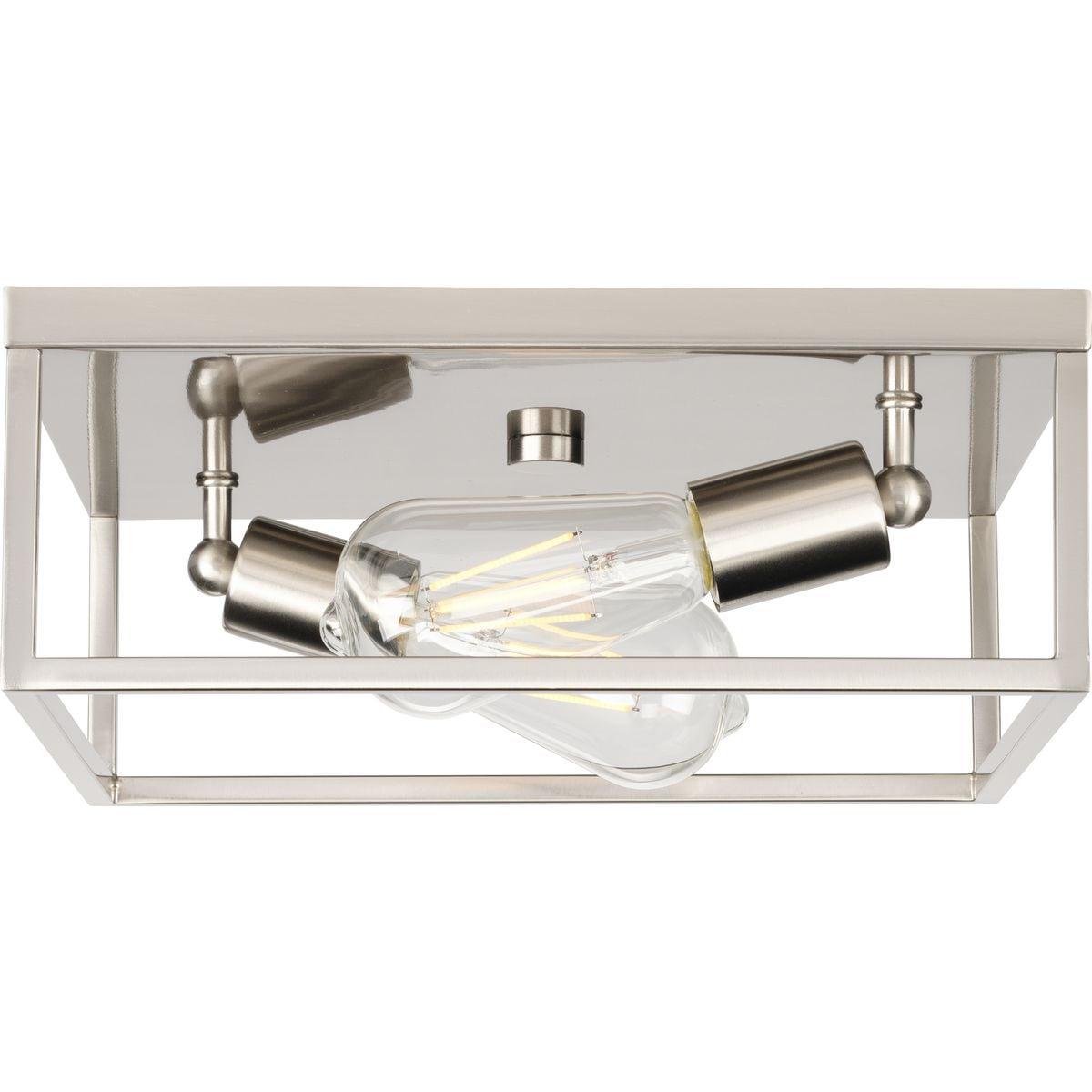 Progress Lighting, Perimeter Collection, 2-Light Flush Mount Ceiling Light, Brushed Nickel, Open-Frame Design