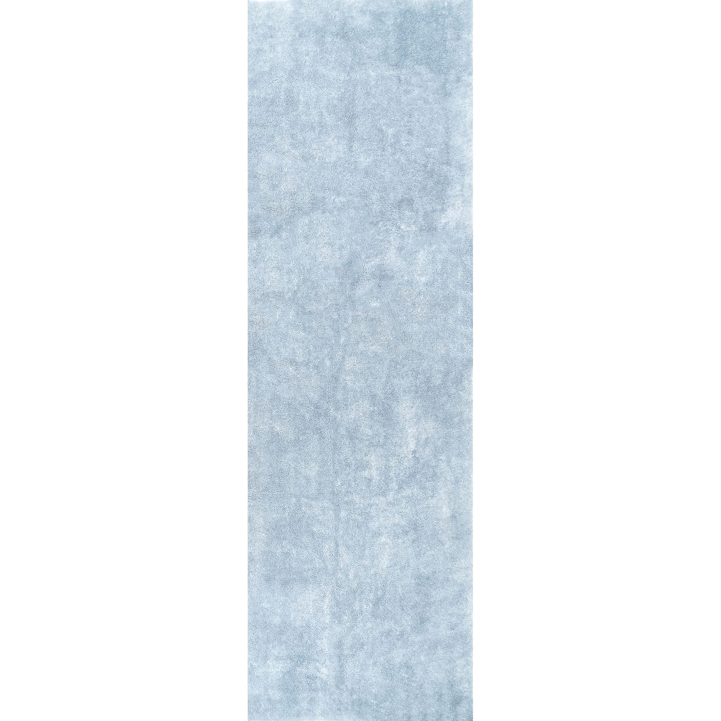 nuLOOM 2' x 6' Cozy Plush SuperiorWash Area Rug, Machine Washable, Non-Slip, Soft Fluffy Shag Carpet for Living Room Bedroom Nursery, Loni Light Blue