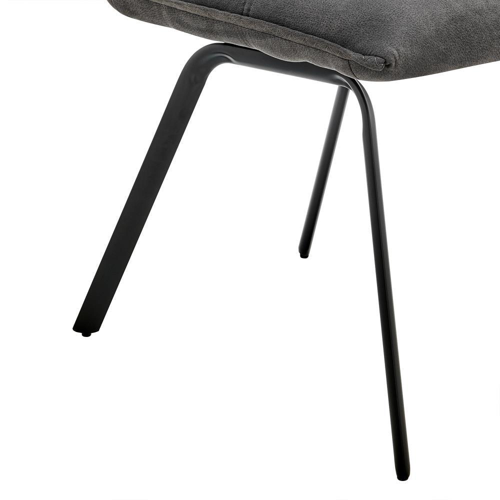 Set of 2 Rylee Fabric Finish Dining Chairs Charcoal Gray/Black - Armen Living