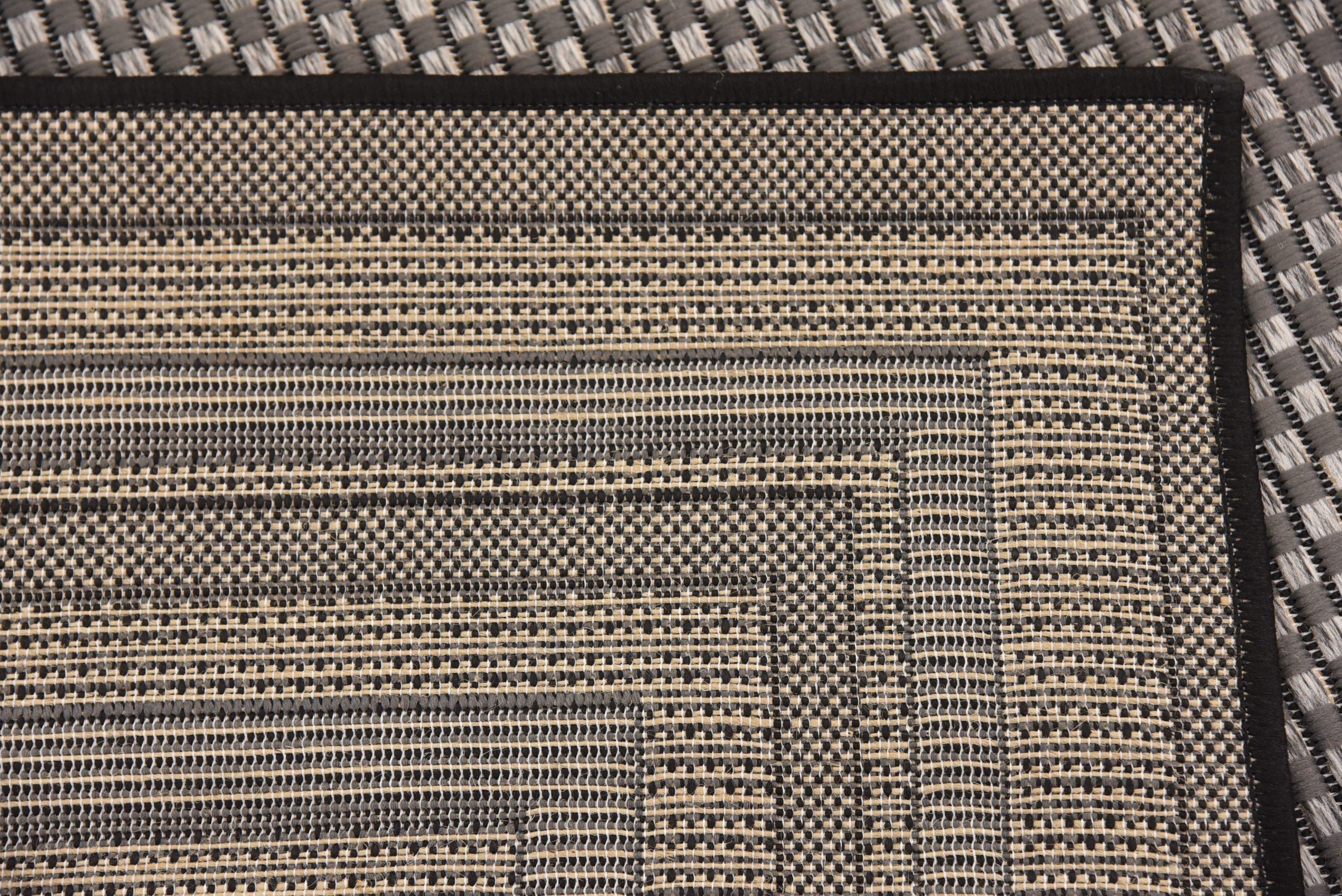 Unique Loom Multi Border Outdoor 5 x 8 (ft) Loomed Polypropylene Gray/Black Rectangular Indoor/Outdoor Geometric Area rug