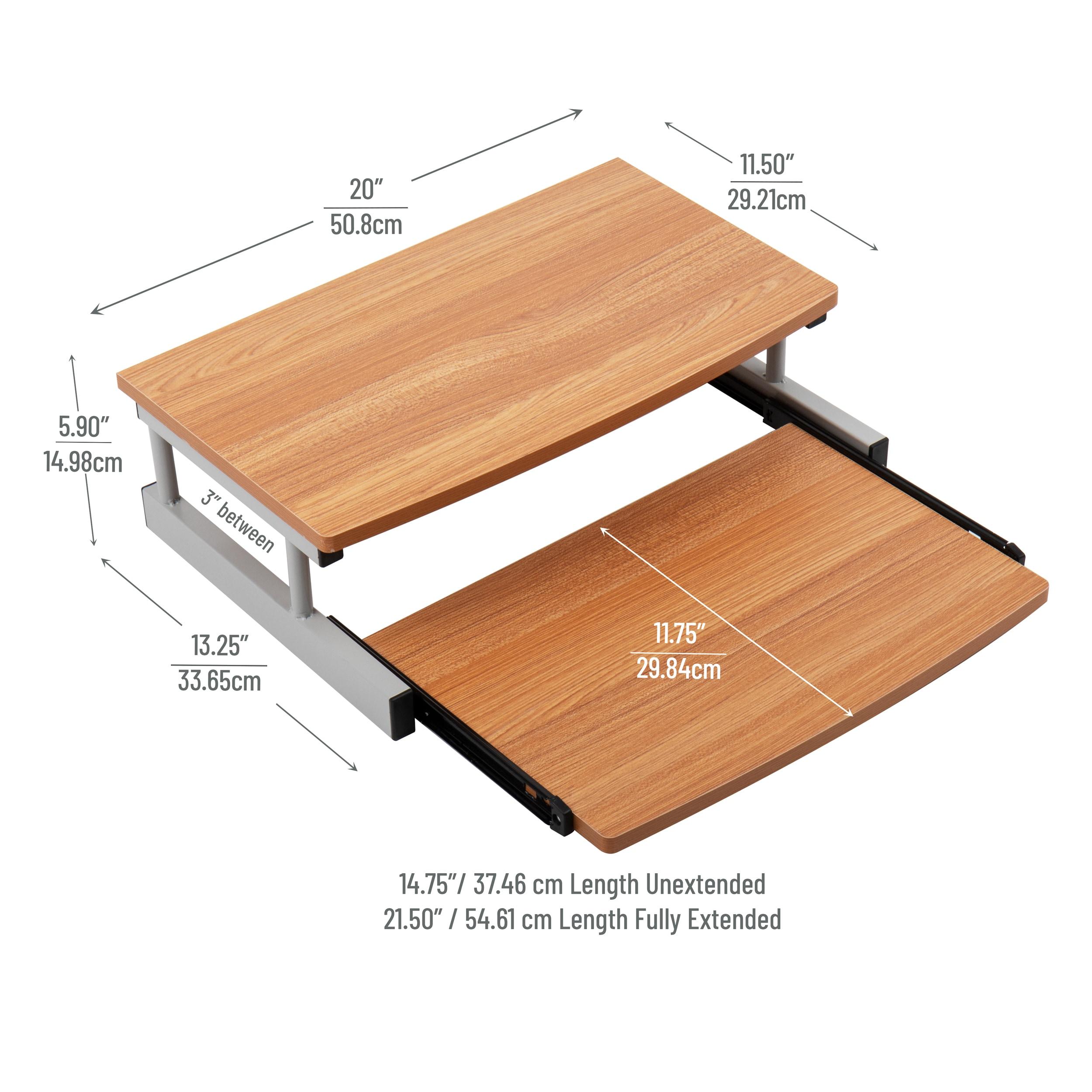 Mind Reader Monitor Stand, Sliding Keyboard Drawer, Laptop, Riser, Office, Wood, Metal, 20"L x 14.75"W x 5.9"H