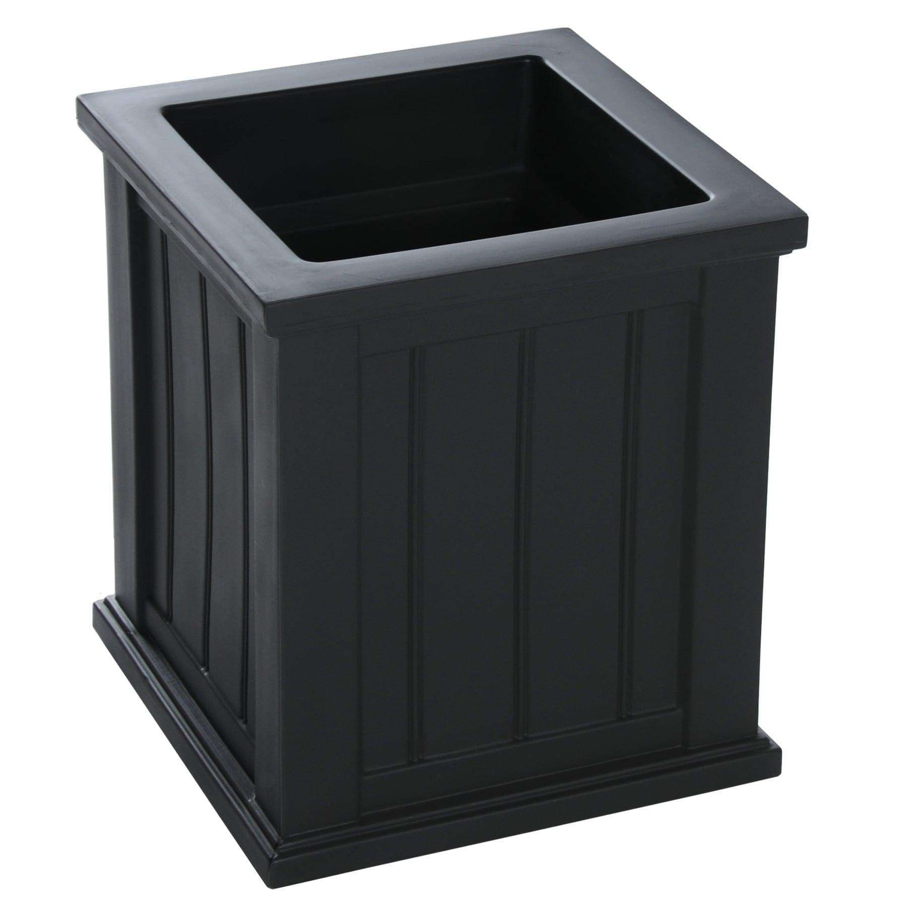 Mayne Cape Cod 16" x 16" x 18" Square Black Self-Watering Polyethylene Planter