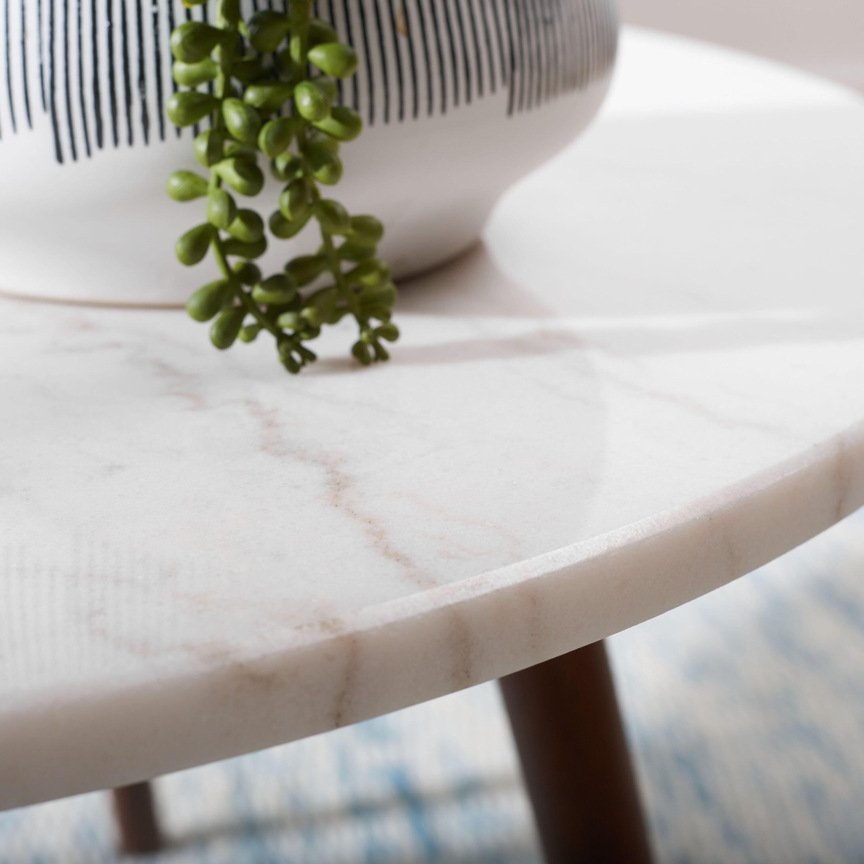SAFAVIEH Maja Round Marble Coffee Table, Marble/Walnut
