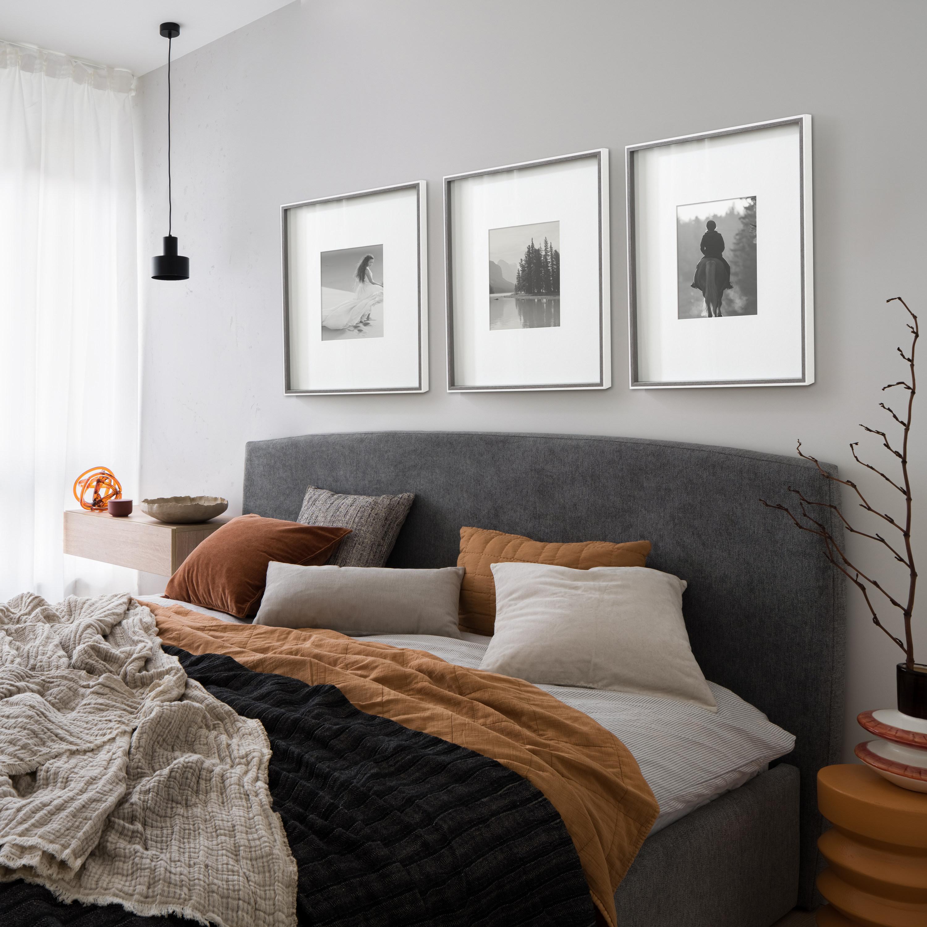 Kate & Laurel All Things Decor (Set of 3) 16"x20" Matted to 8"x10" Gibson Photo Frames Gray/White