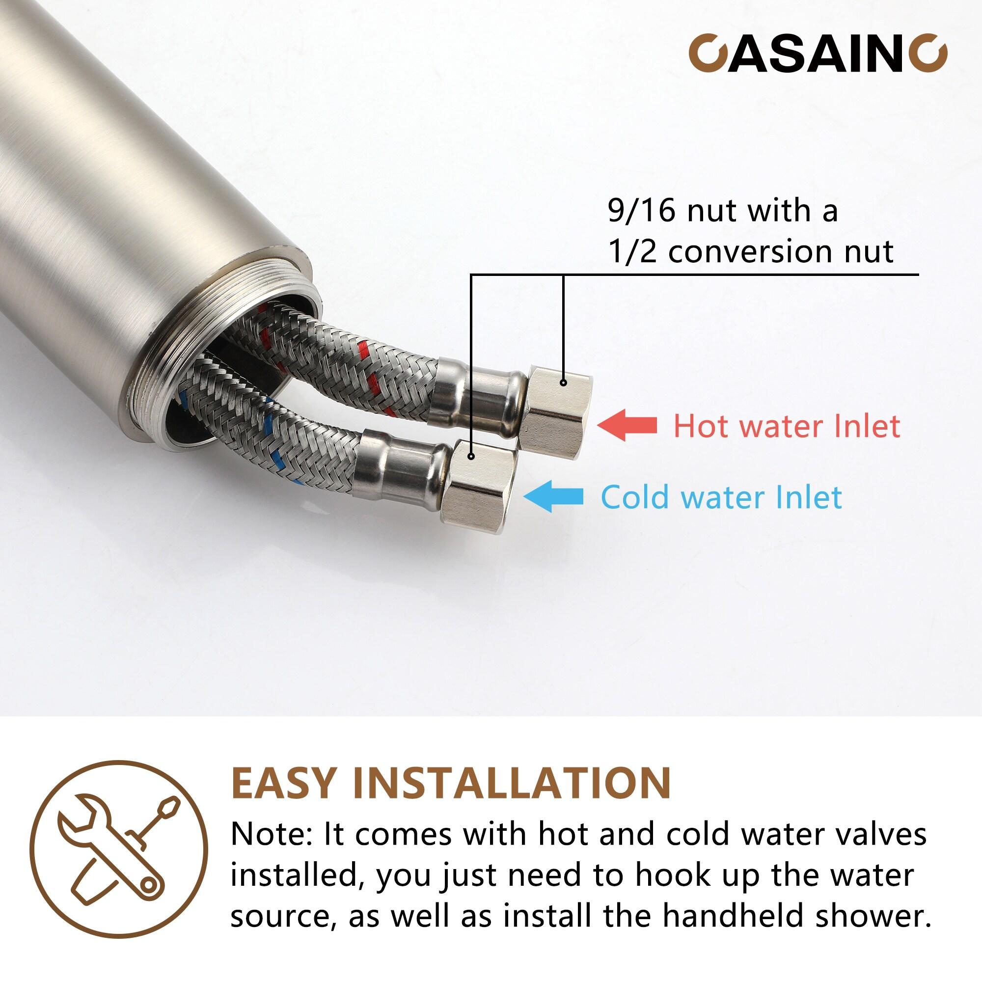 CASAINC KCLT0054-BN Single Handle Freestanding Bathtub Faucet with Diverter and Handshower