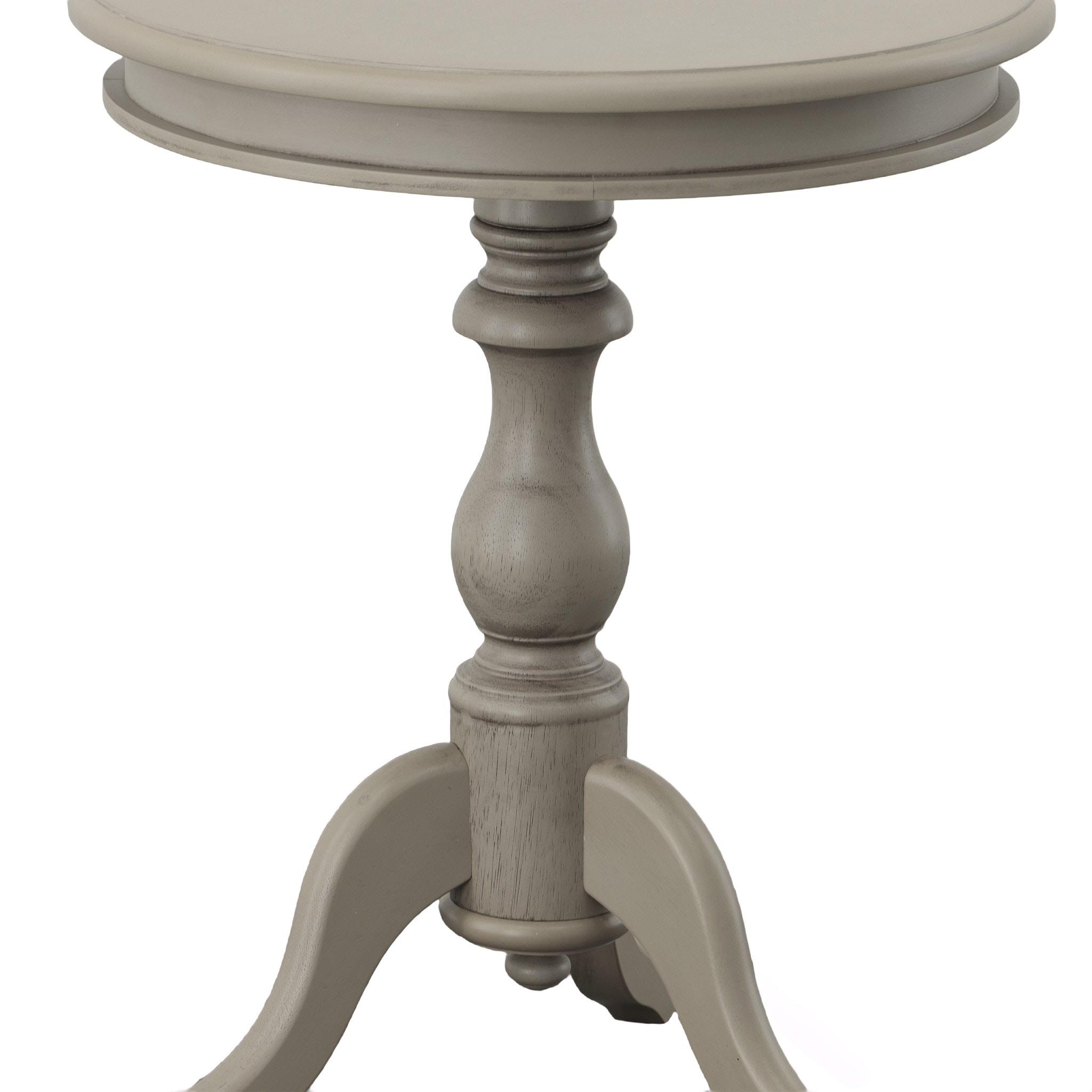 Carolina Living Paloma Accent Table - Weathered Gray and Table: Solid Wood, Round Pedestal Base, 25.25" Height