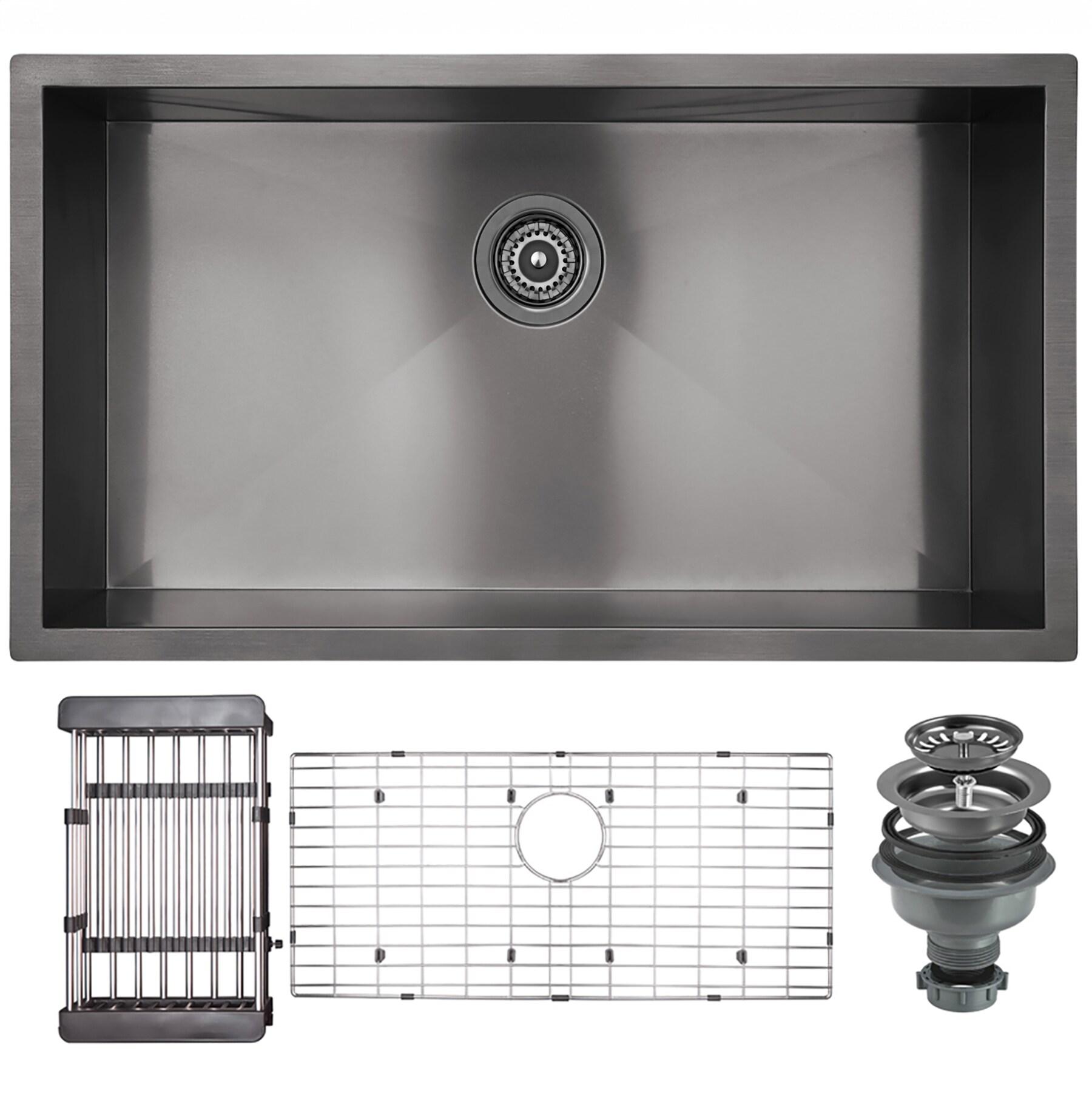 Undermount 32-in x 18-in Gunmetal Matte Black Stainless Steel Single Bowl Kitchen Sink