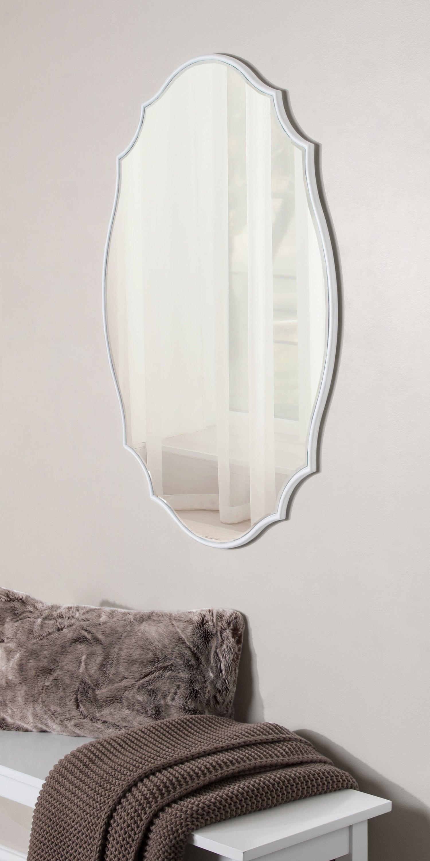 24" x 36" Leanna Scallop Wall Mirror White - Kate & Laurel All Things Decor: Modern Oval Framed, No Assembly Required