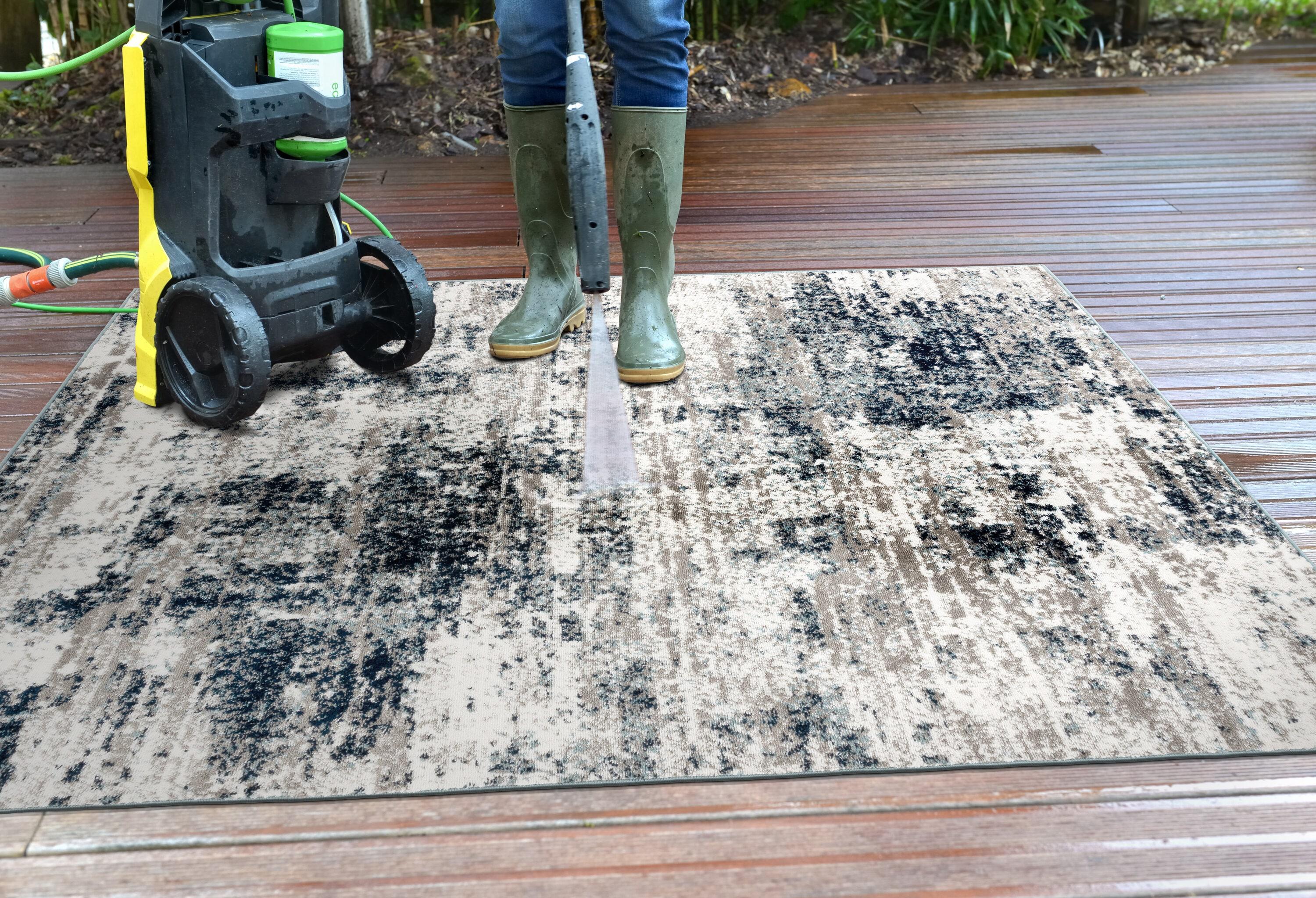 World Rug Gallery Distressed Abstract Blue 6'6" x 9' Area Rug