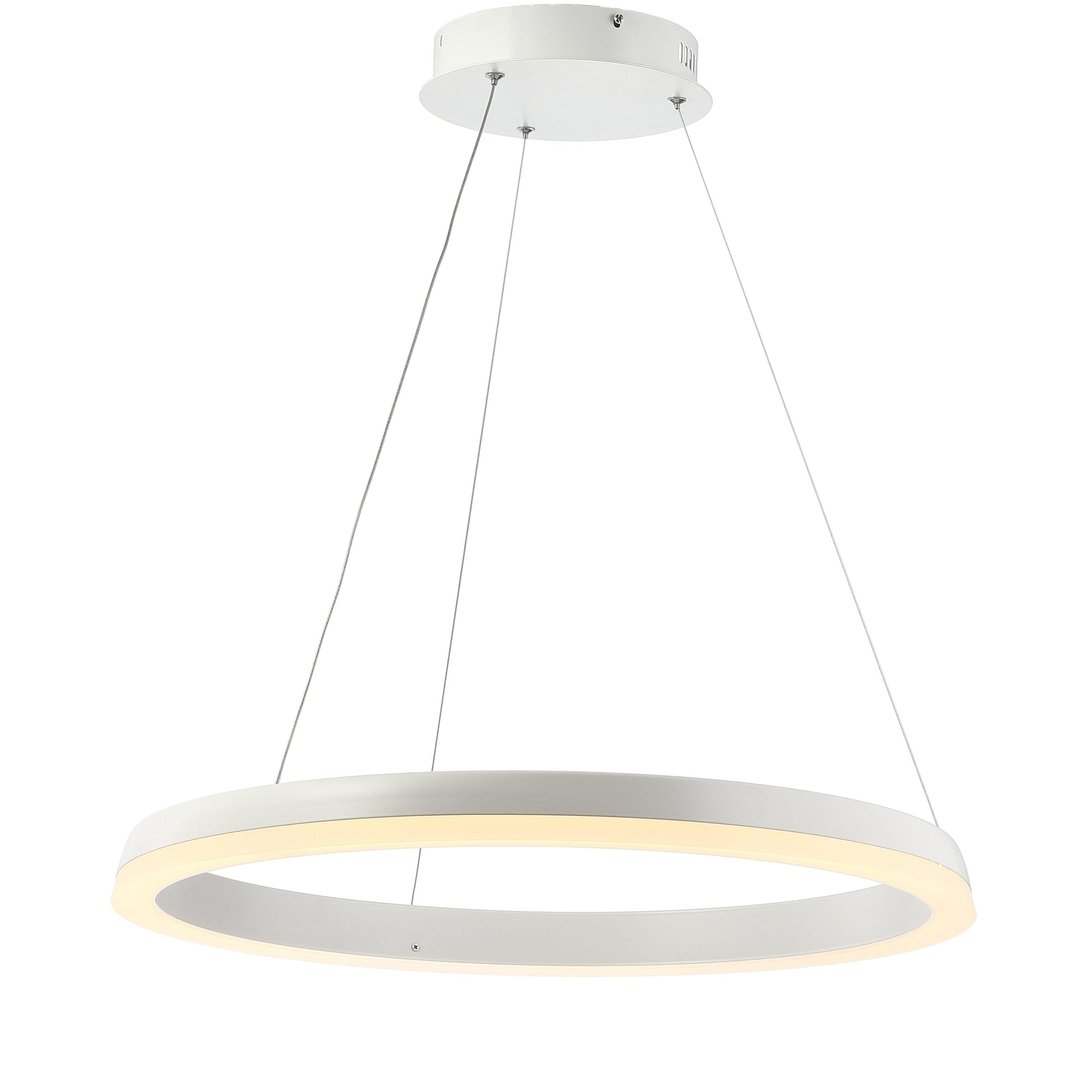 JONATHAN Y Benton 23.5" 1-Light LED Metal Hoop Pendant, by JONATHAN  Y Matte White Matte