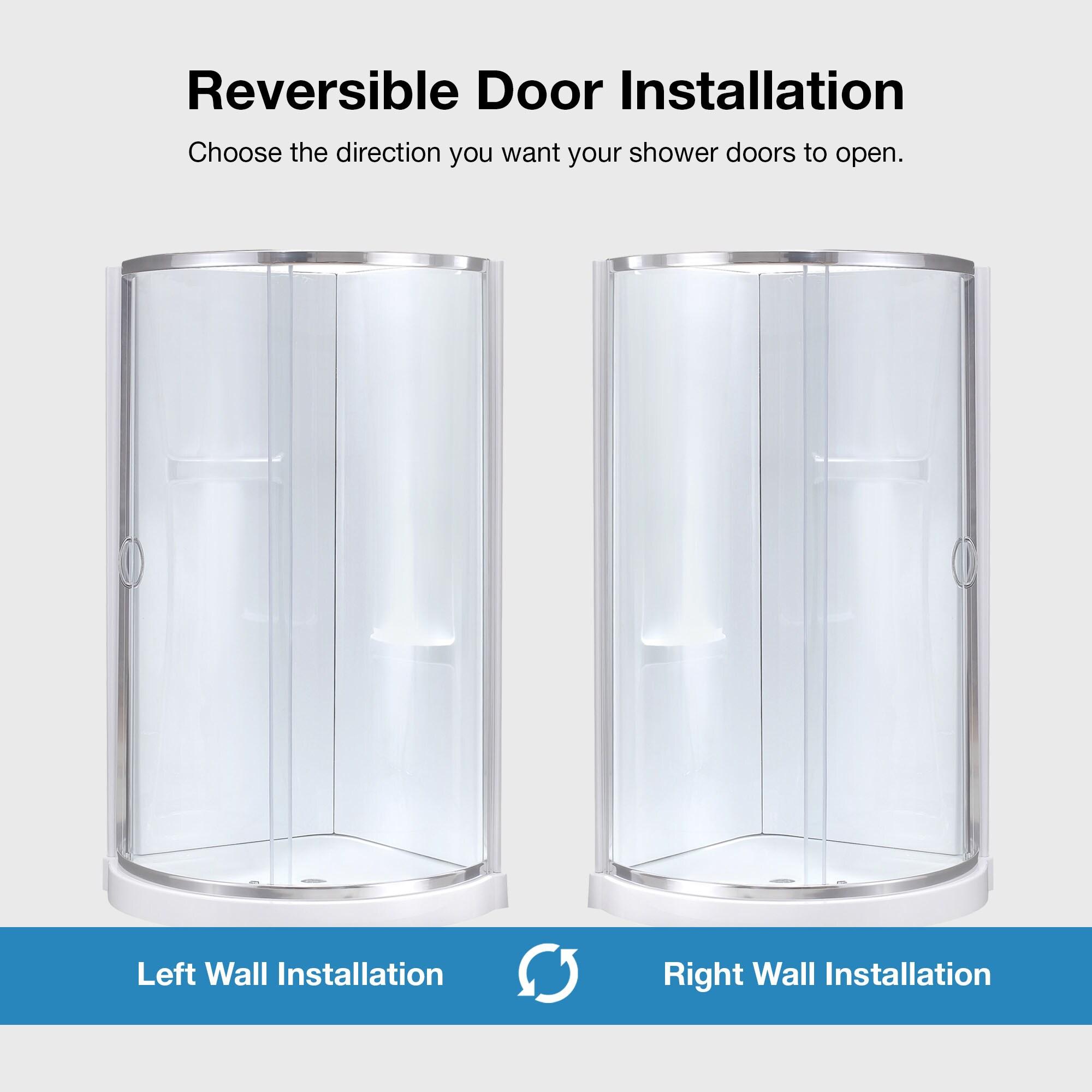 Breeze Premium 38 in. Corner Shower Sliding Door with Walls and Base Included, Clear Glass and Chrome Finish