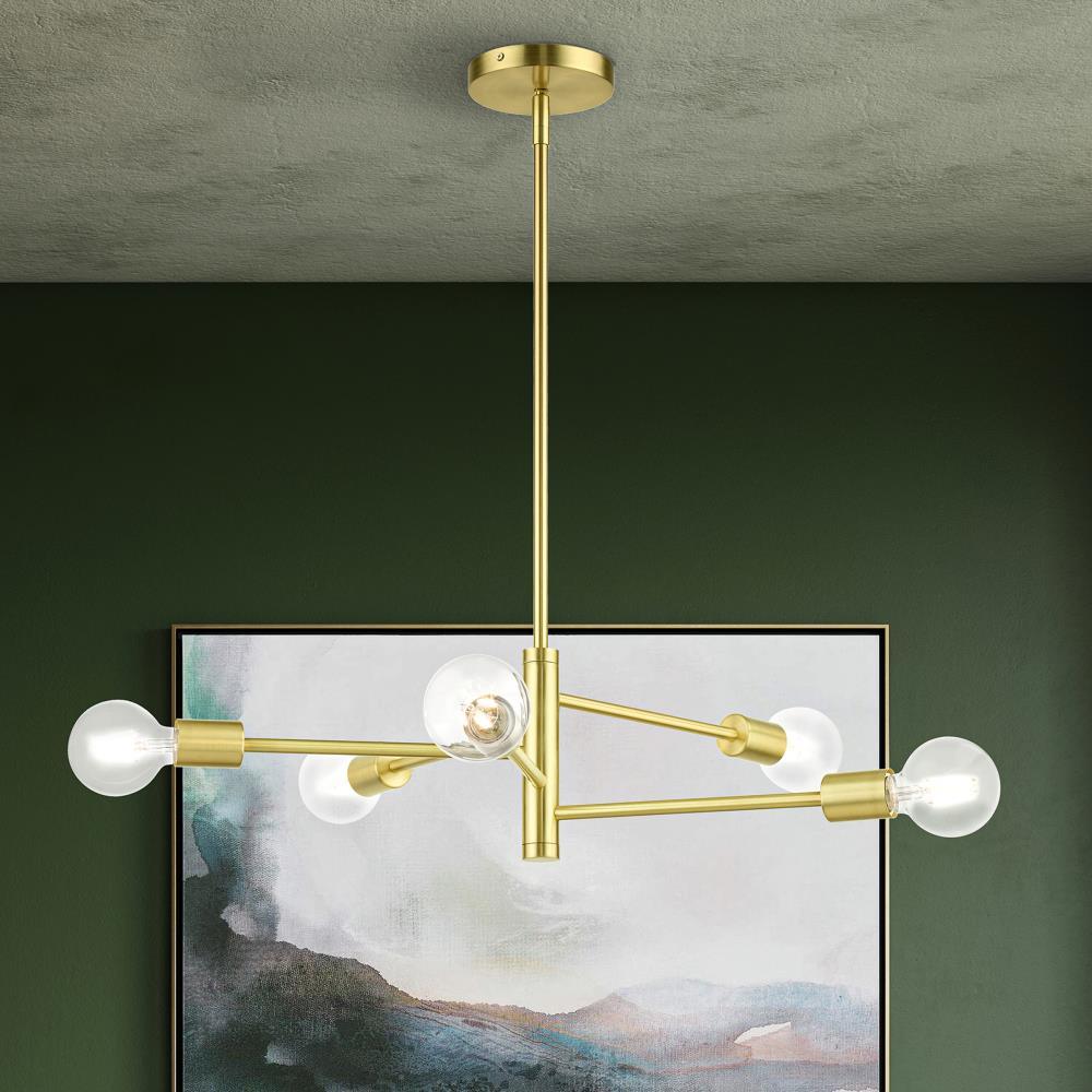 Livex Lighting Bannister 5 - Light Chandelier in  Satin Brass