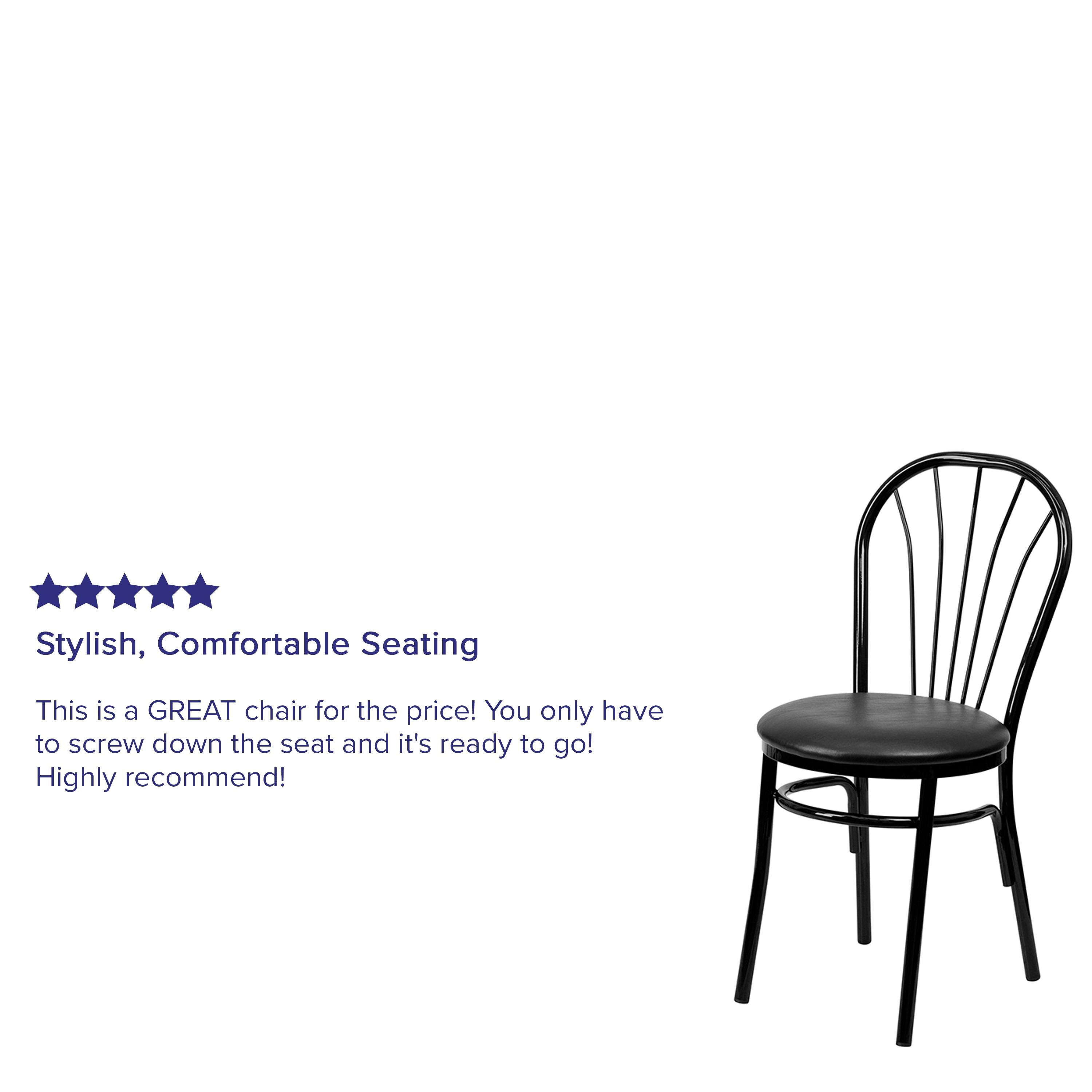 Flash Furniture HERCULES Series Fan Back Metal Chair - Black Vinyl Seat