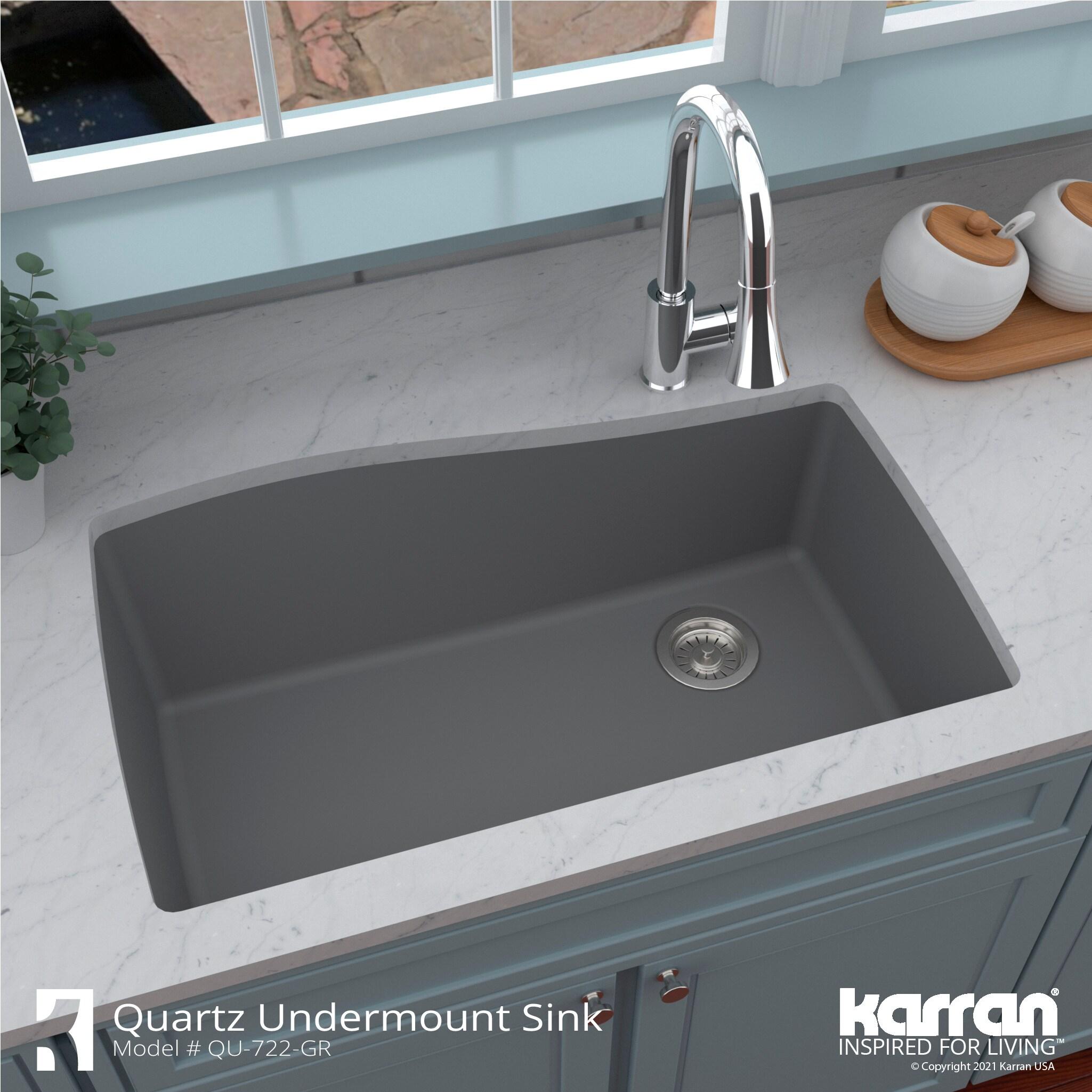 Karran Karran Undermount Quartz Composite 33-1/2'' X 21'' Single Bowl Kitchen Sink QU-722-GR