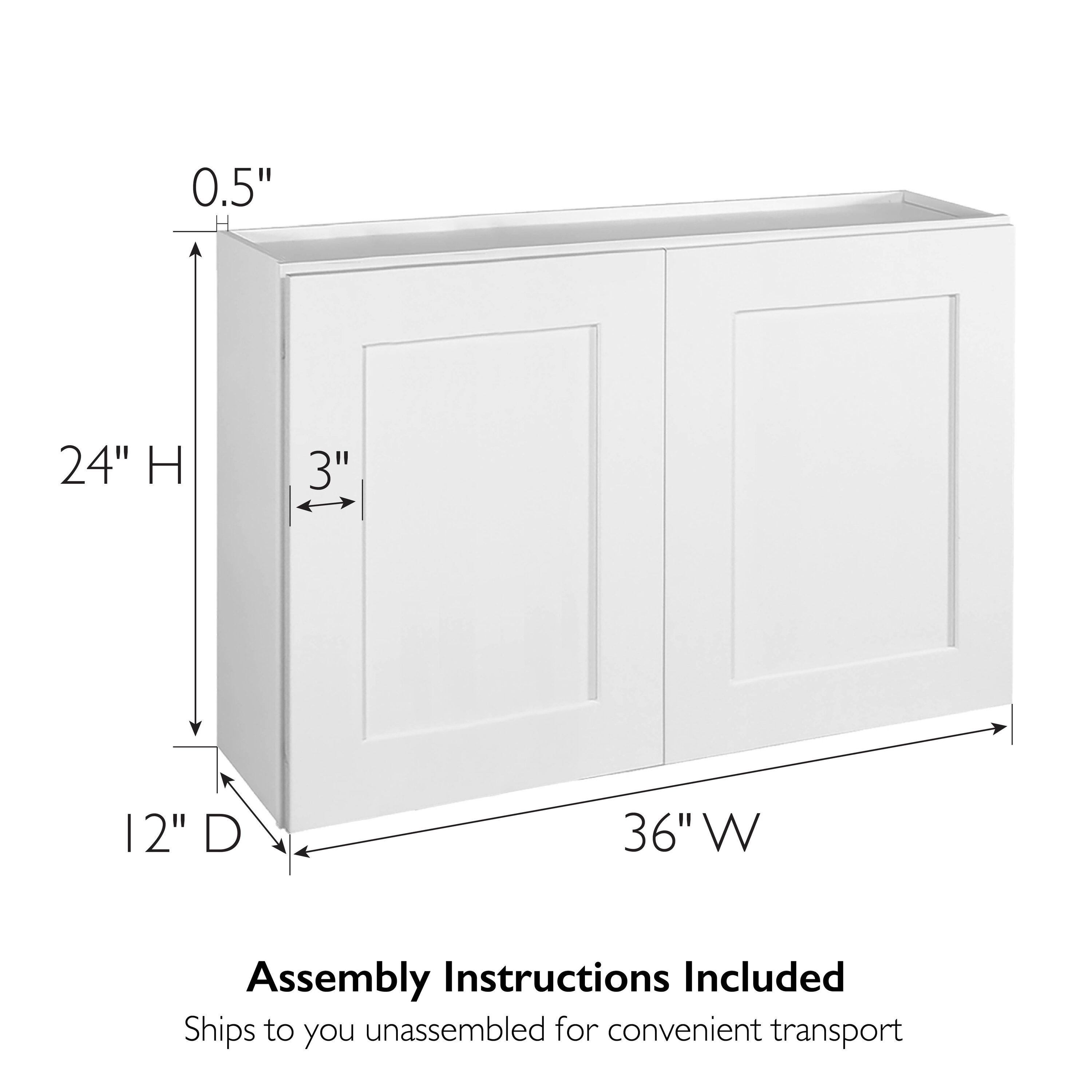 Design House 561613 Brookings Unassembled Shaker Tall Wall Kitchen Cabinet 36x24x12, White