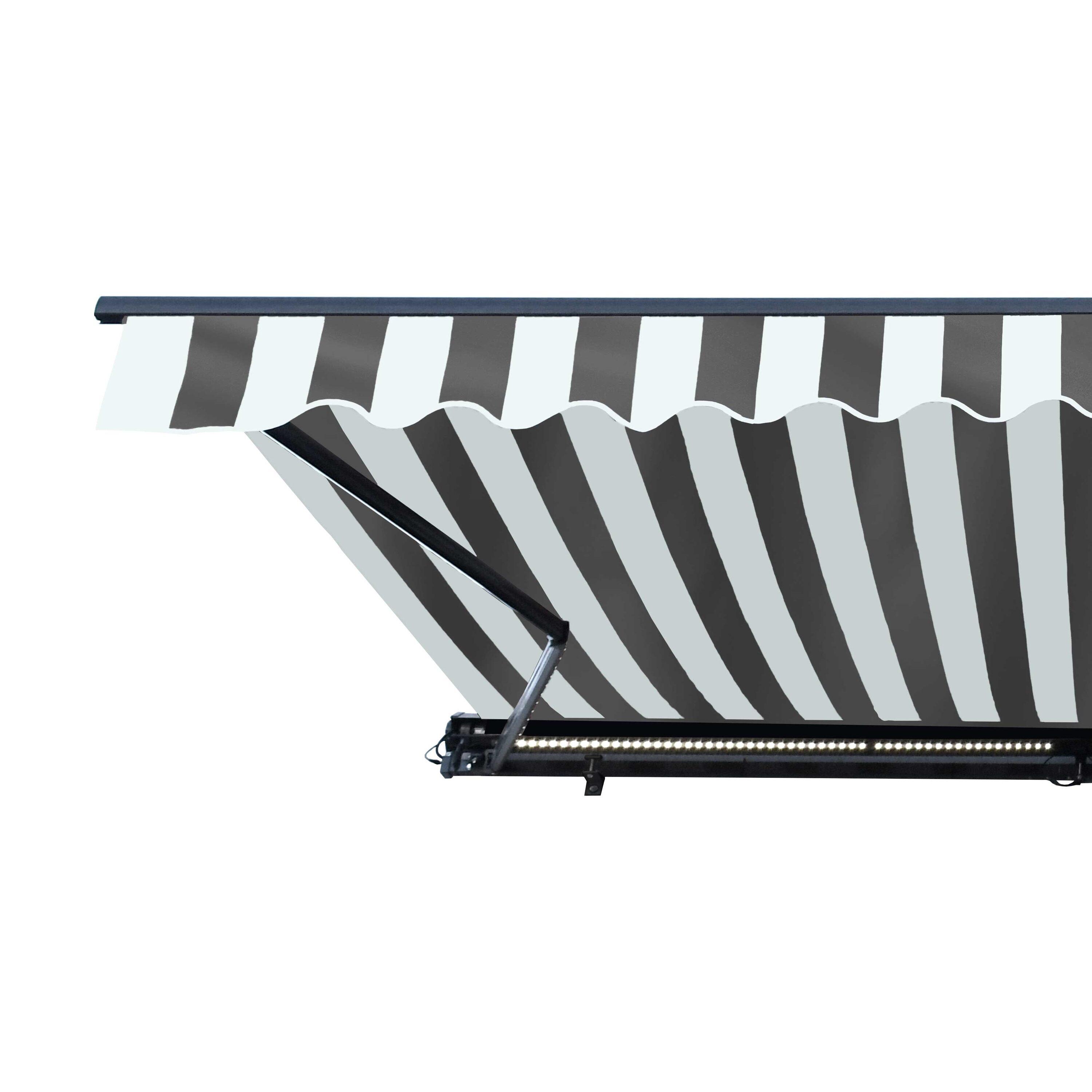 Semi-Cassette Patio Awning with LED Lights - Moroccan Collection