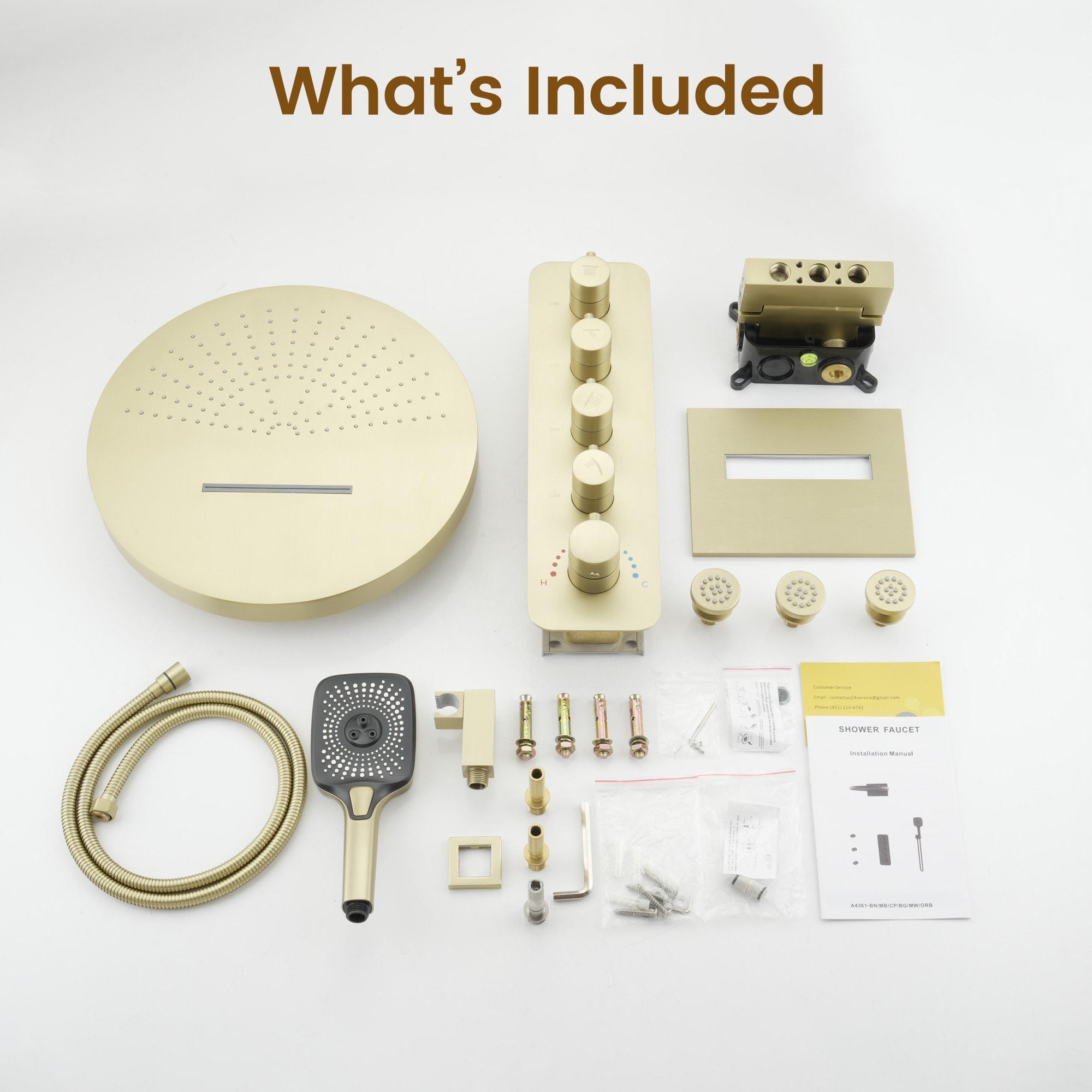 Ancoats 16" Wall Mounted Thermostatic Complete Shower System with 3-Function Handheld Spray and 3 Body Jets