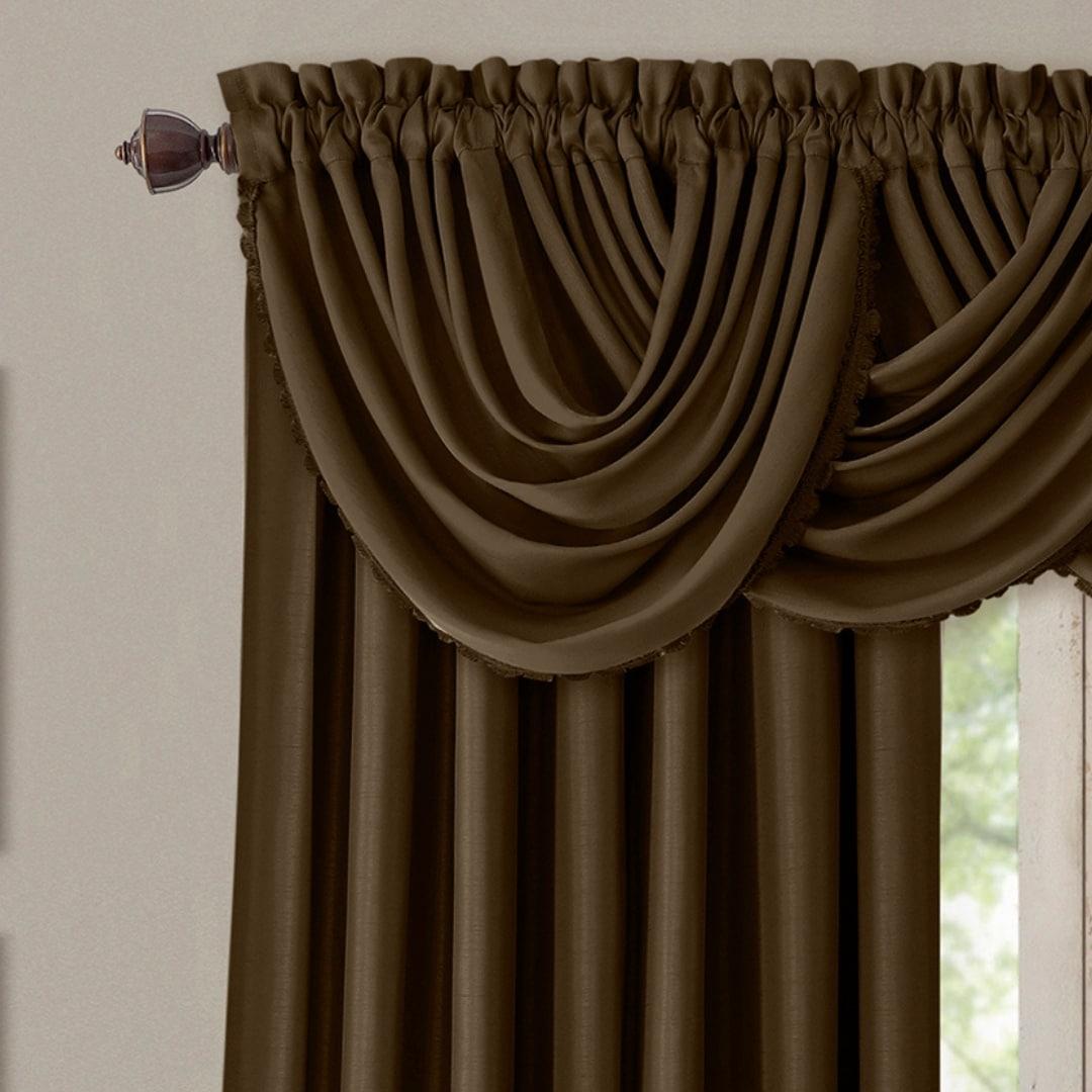 All Seasons Single Waterfall Window Valance - 52" x 36" - Chocolate - Elrene Home Fashions
