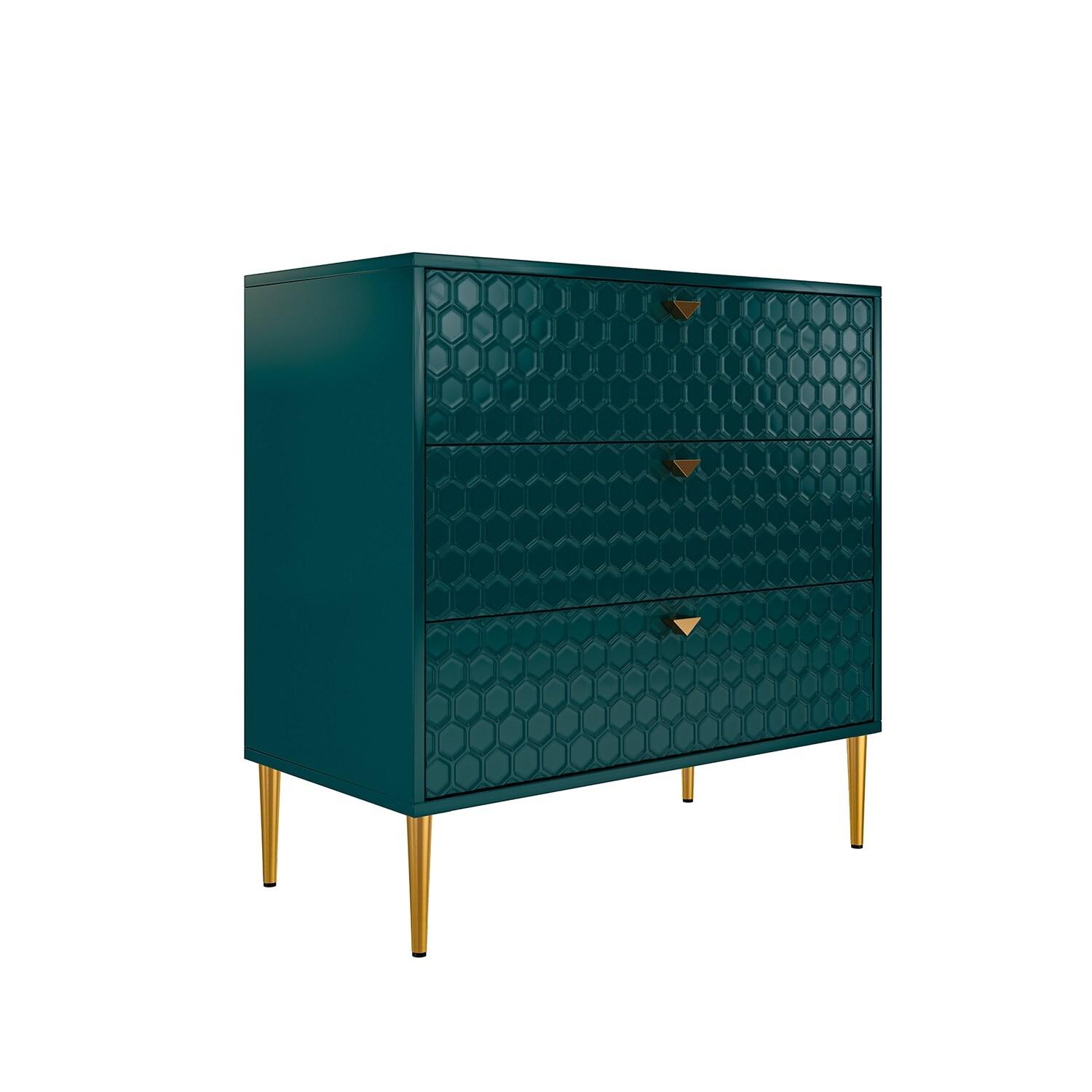 Mondawe Accent Cabinet with 3 Drawers, Free Standing Sideboard Buffet Cabinet with Storage, Modern Storage Cabinet for Dining Room Hallway Office Entryway,Green