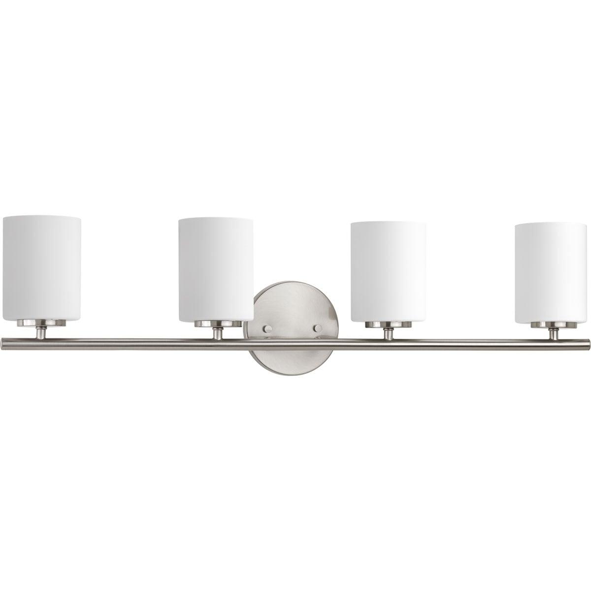 Progress Lighting Replay Collection 4-Light Bath Vanity, Brushed Nickel, Porcelain Shade