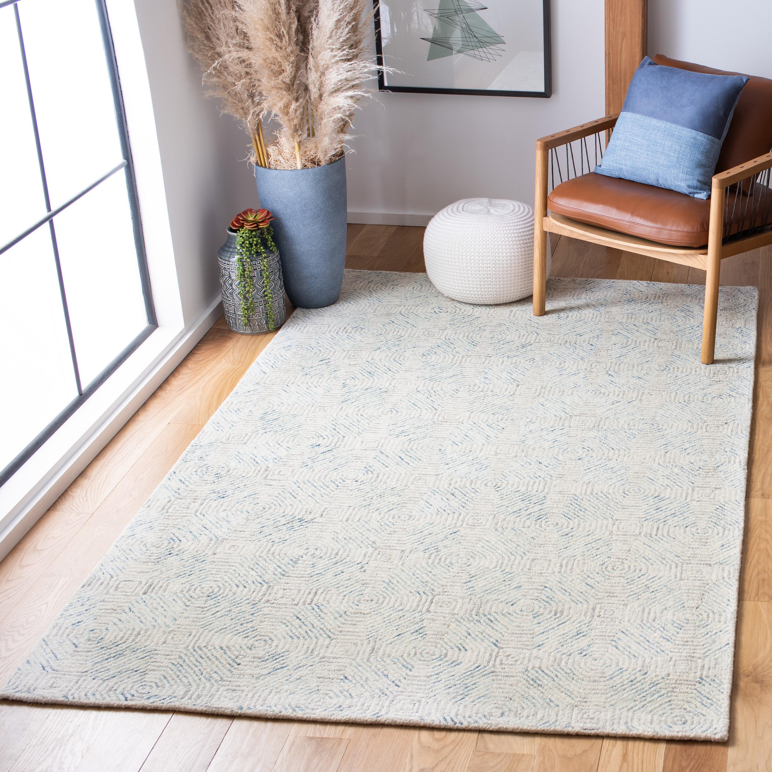 SAFAVIEH Abstract Qendro Geometric Area Rug, Ivory/Light Blue, 4' x 6'