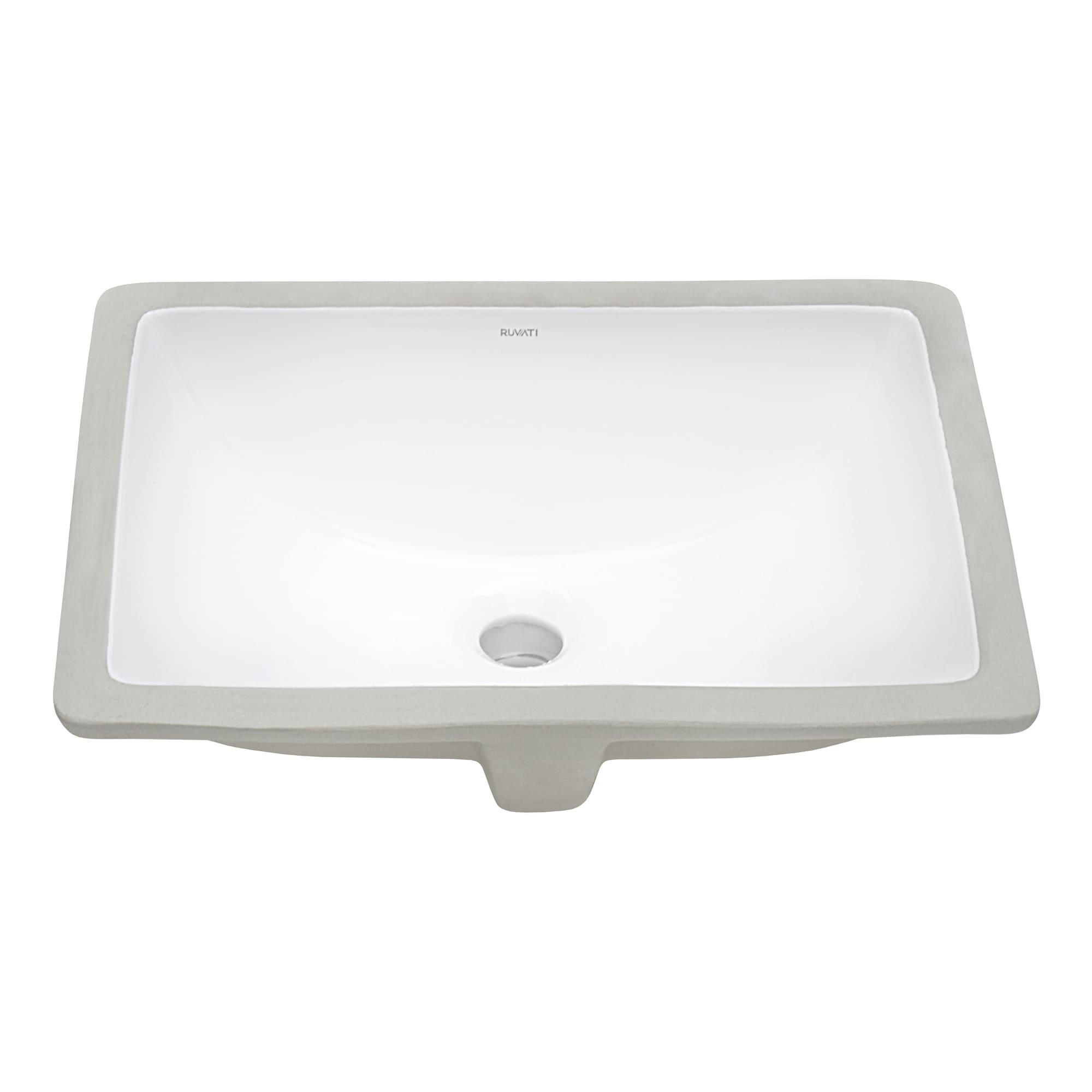 Ruvati 18 x 13 inch Undermount Bathroom Sink White Rectangular Porcelain Ceramic with Overflow