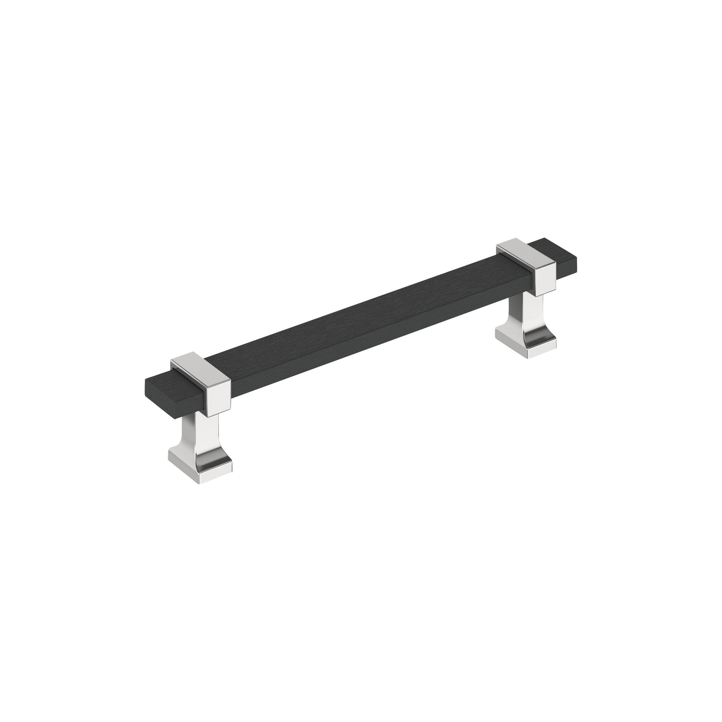 Amerock Overton 5-1/16 inch (128mm) Center-to-Center Brushed Matte Black/Polished Chrome Cabinet Pull