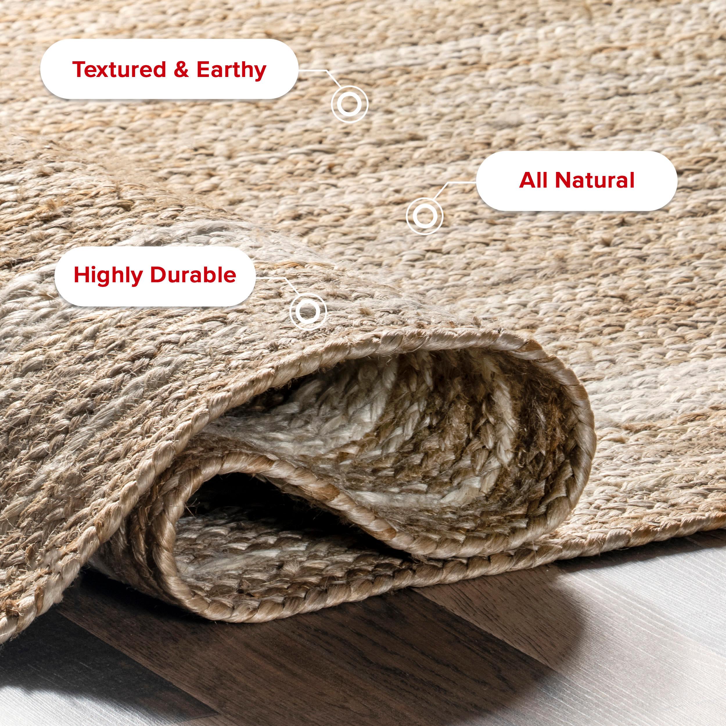 Nuloom Rikki Bordered 6x9 Jute Indoor Area Rug for Dining Room Rug Neutral Rug Living Room Rug Kitchen, Off White/Natural