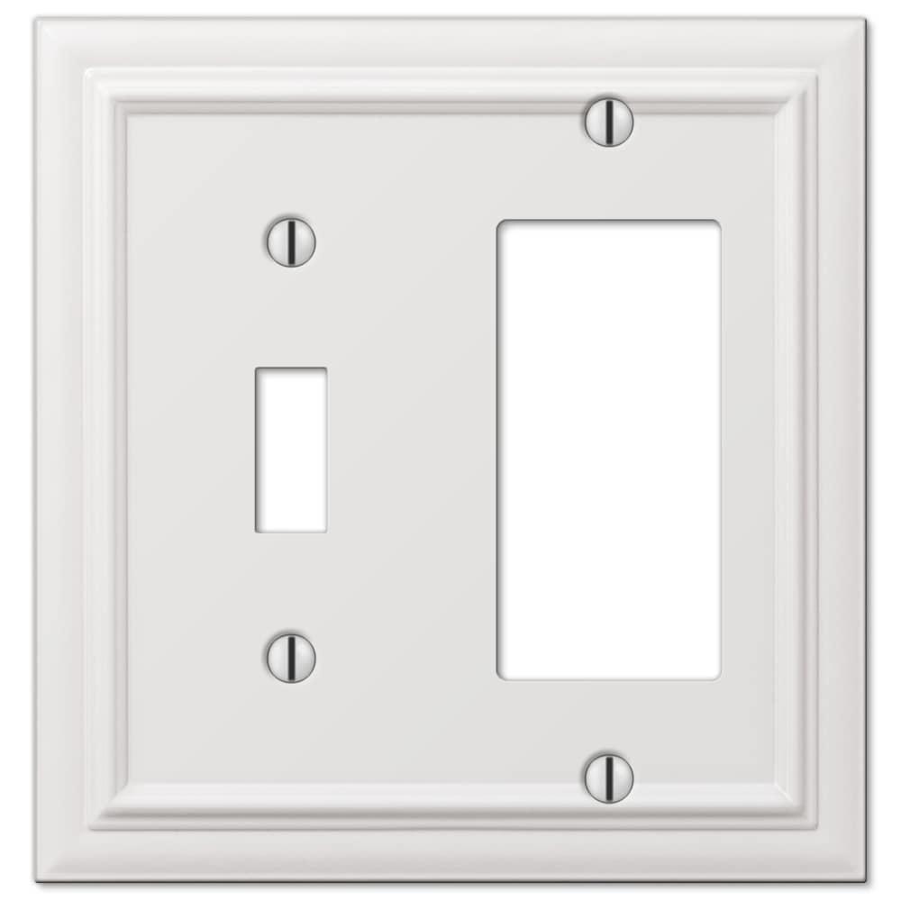 White 2-Gang Metal Wall Plate with Toggle and Rocker